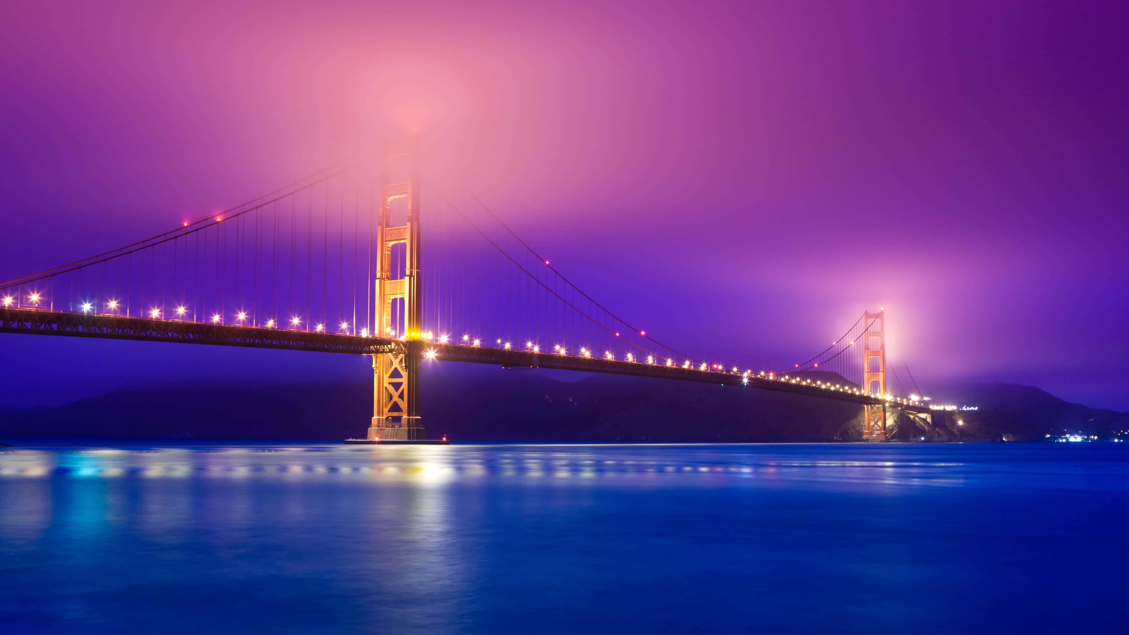 Golden Gate Bridge Nighttime Purple Hues4 K