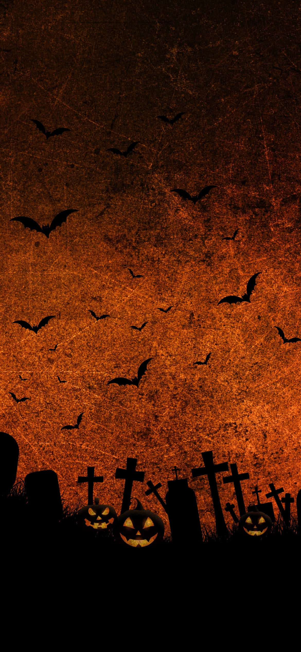 Halloween Pumpkin Graveyard Batsi Phone Wallpaper