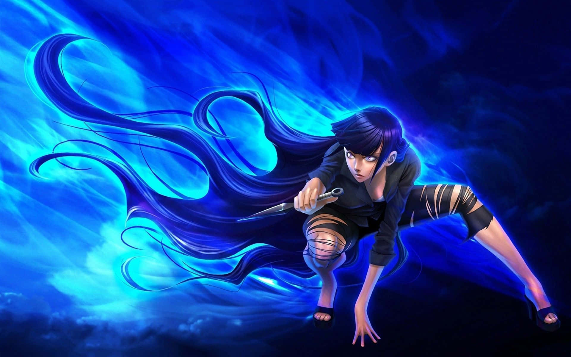 Hinata Hyuga Naruto Neon Blue Digital Art