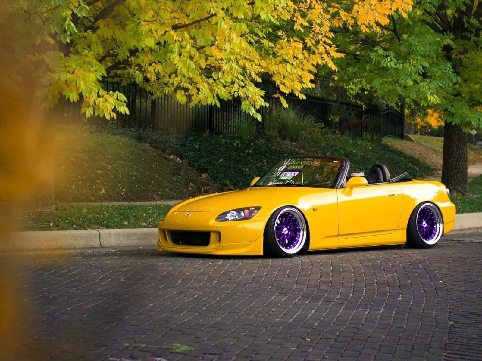 Honda S2000 Yellow Convertible Sports Car