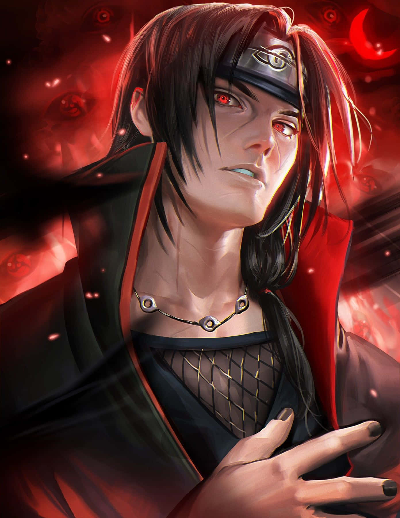 Itachi Uchiha Naruto Neon Red Fanart
