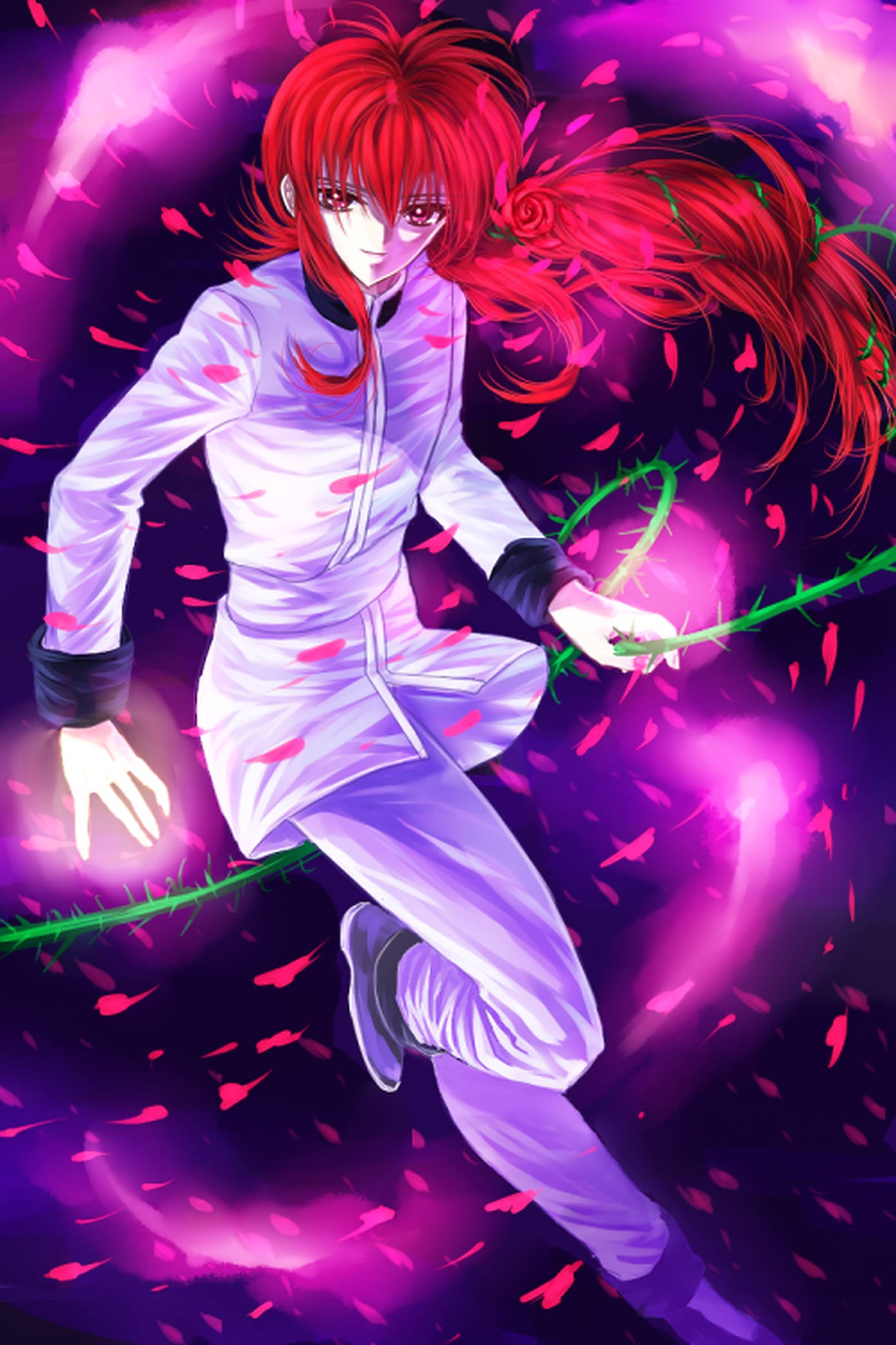 Download free Kurama Of Yuyu Hakusho Glowing In Neon Pink Wallpaper ...