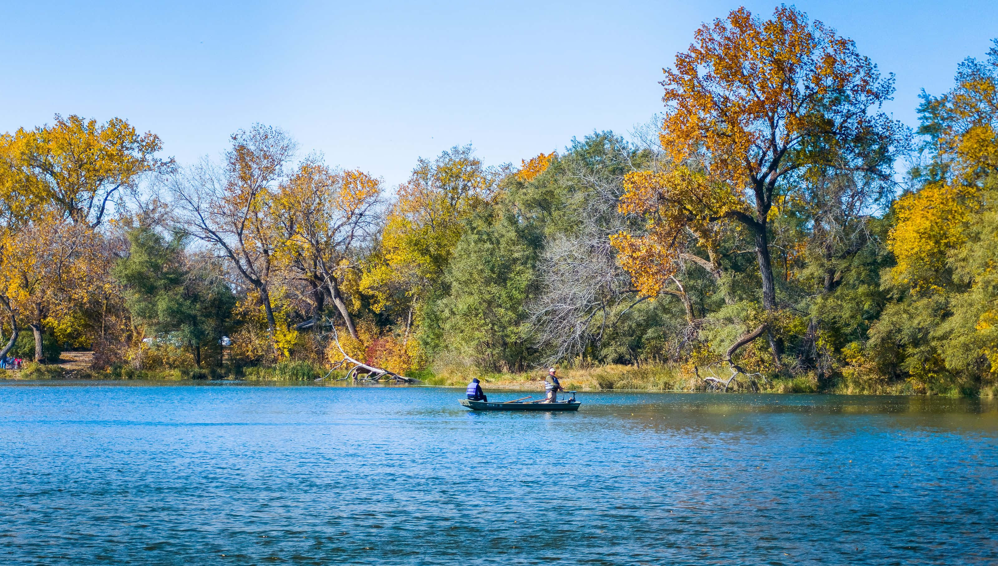 Lake With Boat Early Fall