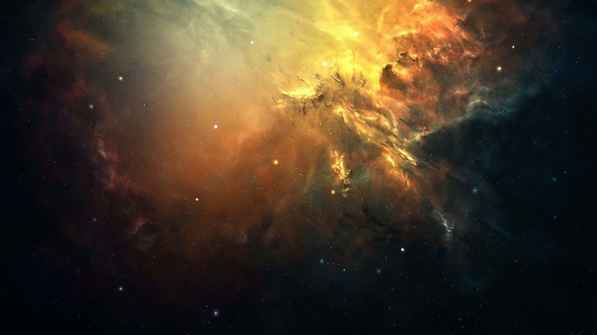 Majestic Yellow Galaxy In The Vast Universe