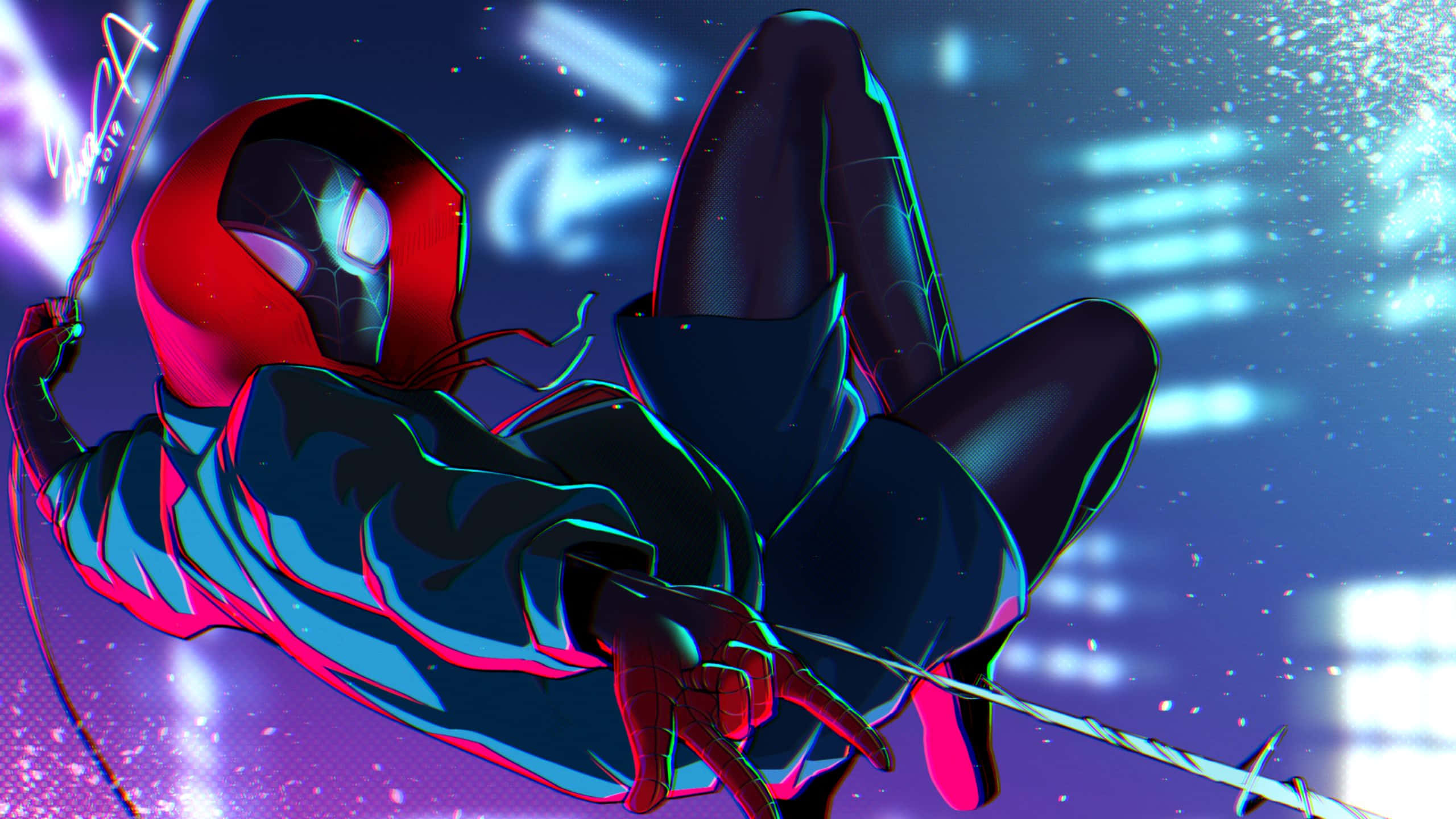 Miles Morales Spiderman Night Swing4 K