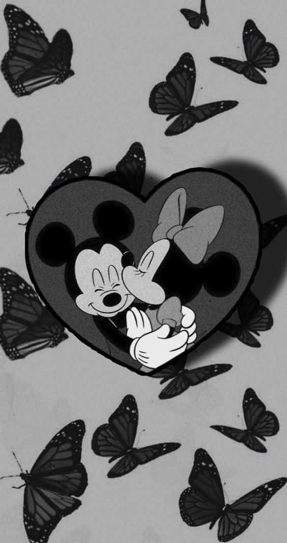Minnie Kissing White Mickey Mouse