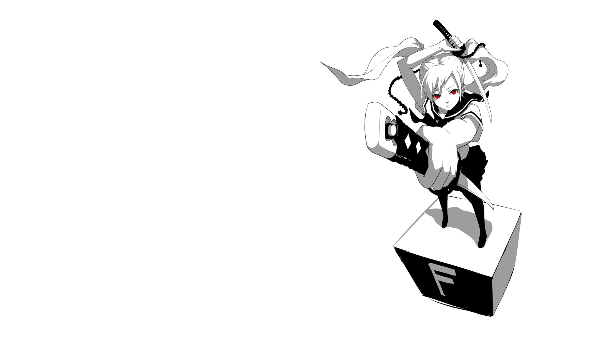 Monochrome Anime Samurai Girl2560x1440