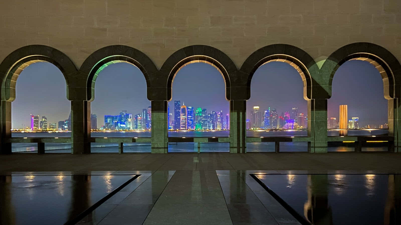 Museum Of Islamic Art Framing City At Night