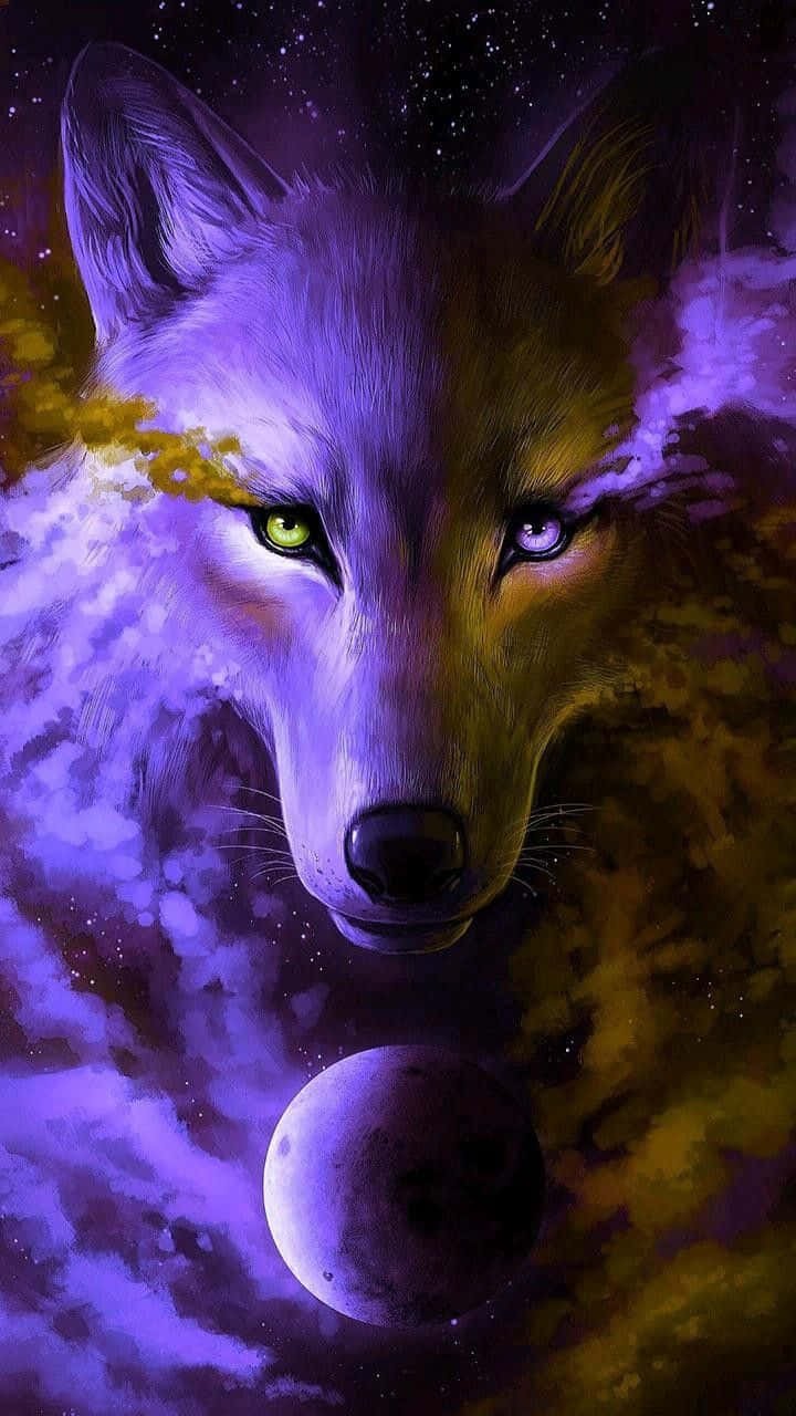 Mystical_ Purple_ Wolf_and_ Cosmos
