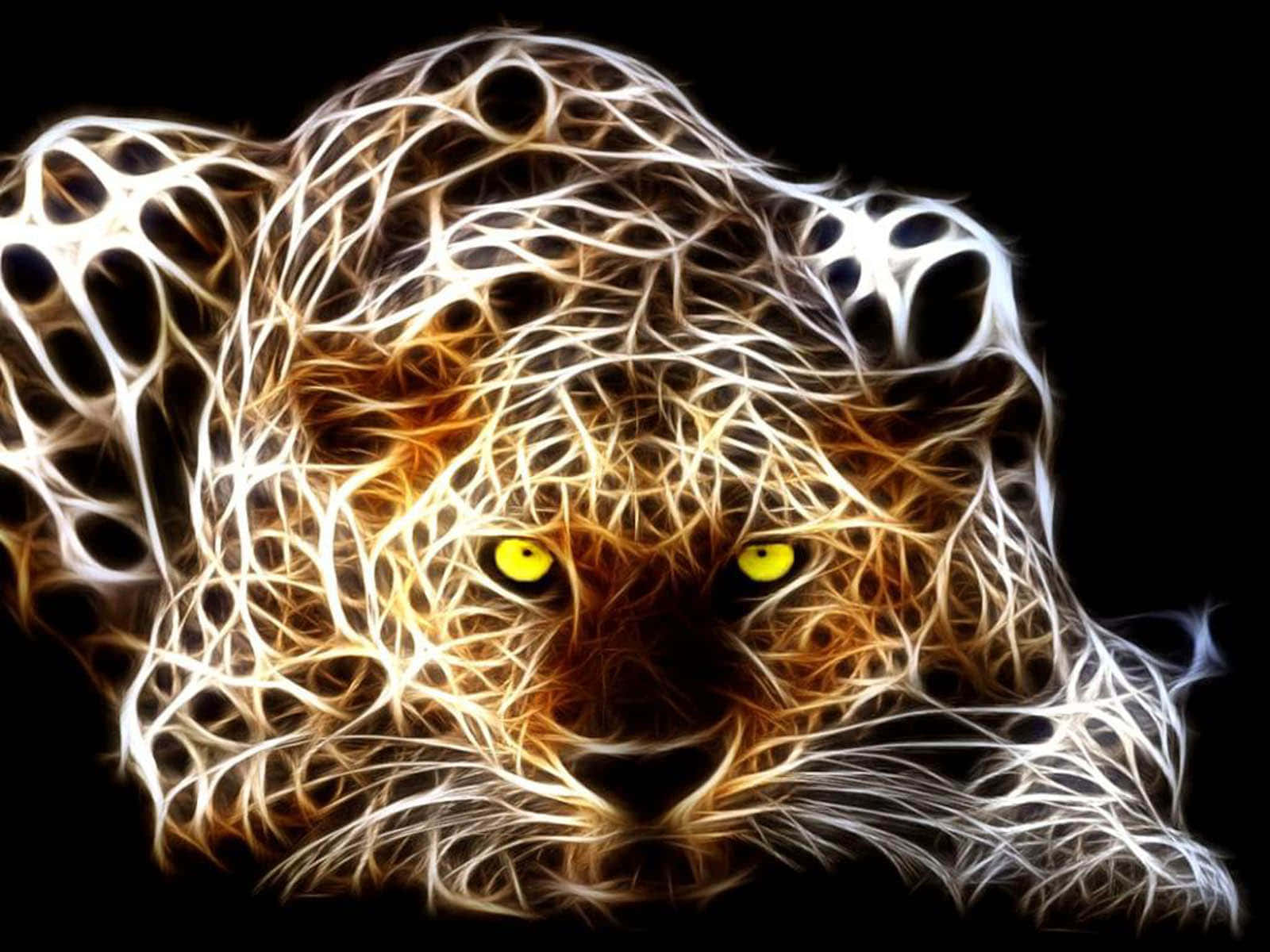 Neon Animal Fearsome Leopard With Yellow Eyes