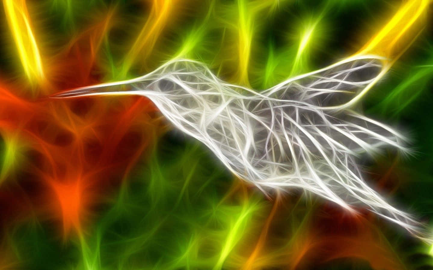 Neon Animal Hummingbird Art