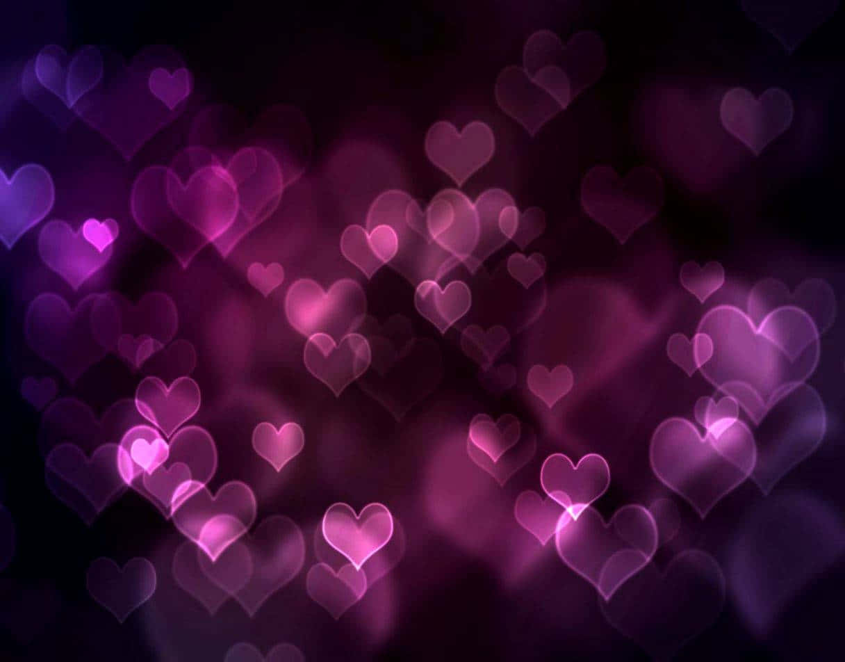 Purple Hearts Glow Desktop Wallpaper