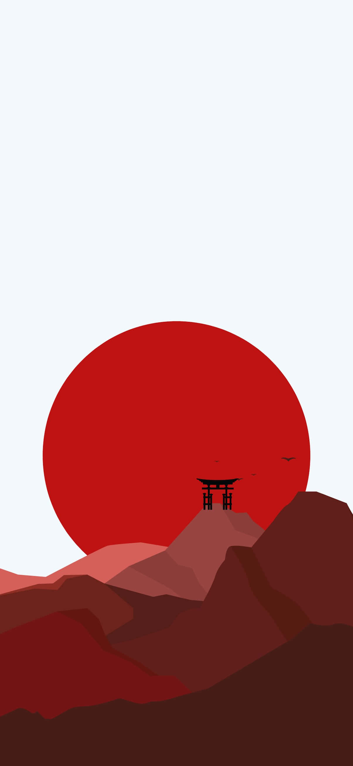 Red Mountains Japanese Minimalist Art
