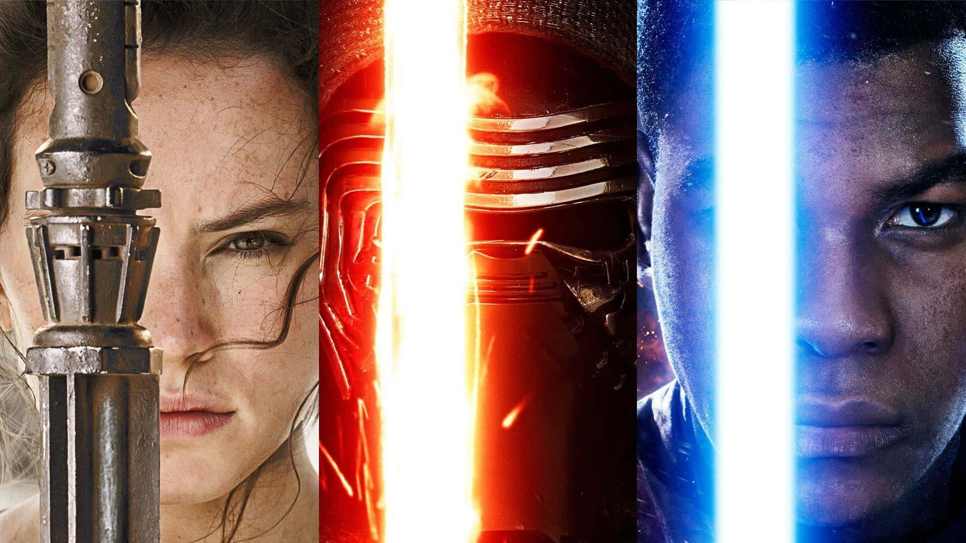 Rey From Star Wars - A Blaster And Her Glowing Lightsaber Ready