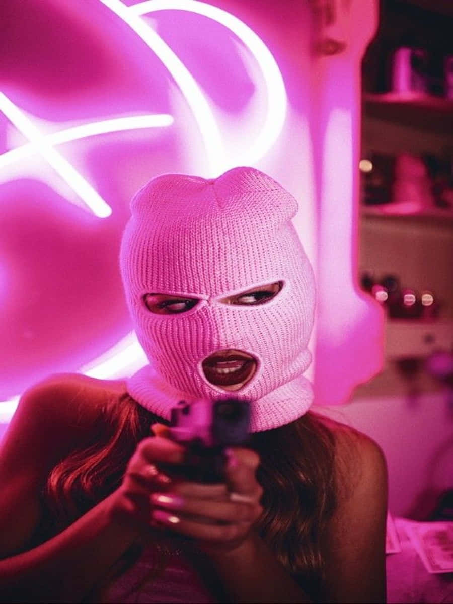 Ski Mask Girl Pointing Gun