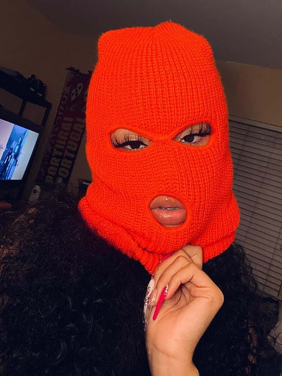 Ski Mask Girl With Long Eyelashes