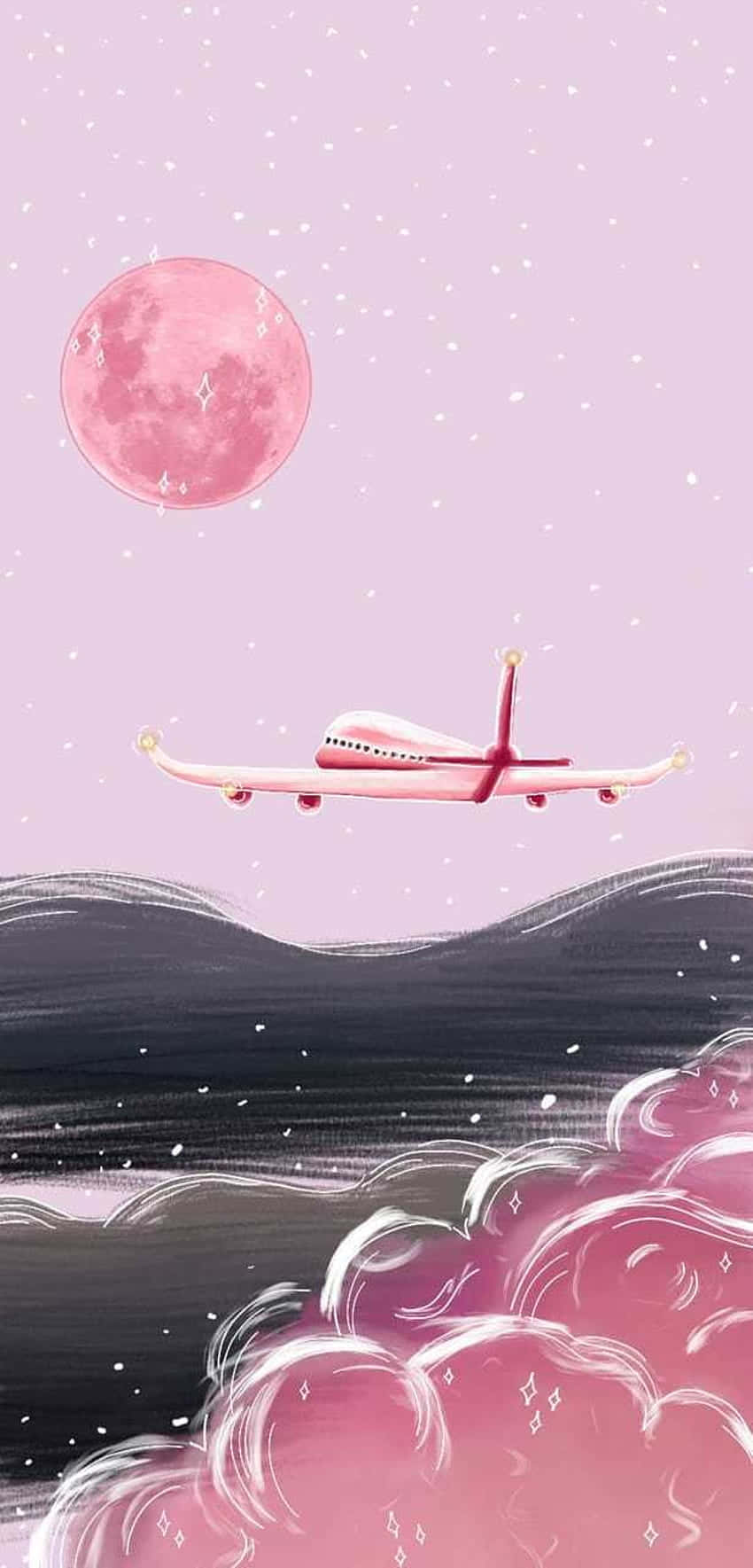 Soar High Above The Clouds In This Majestic Pink Plane