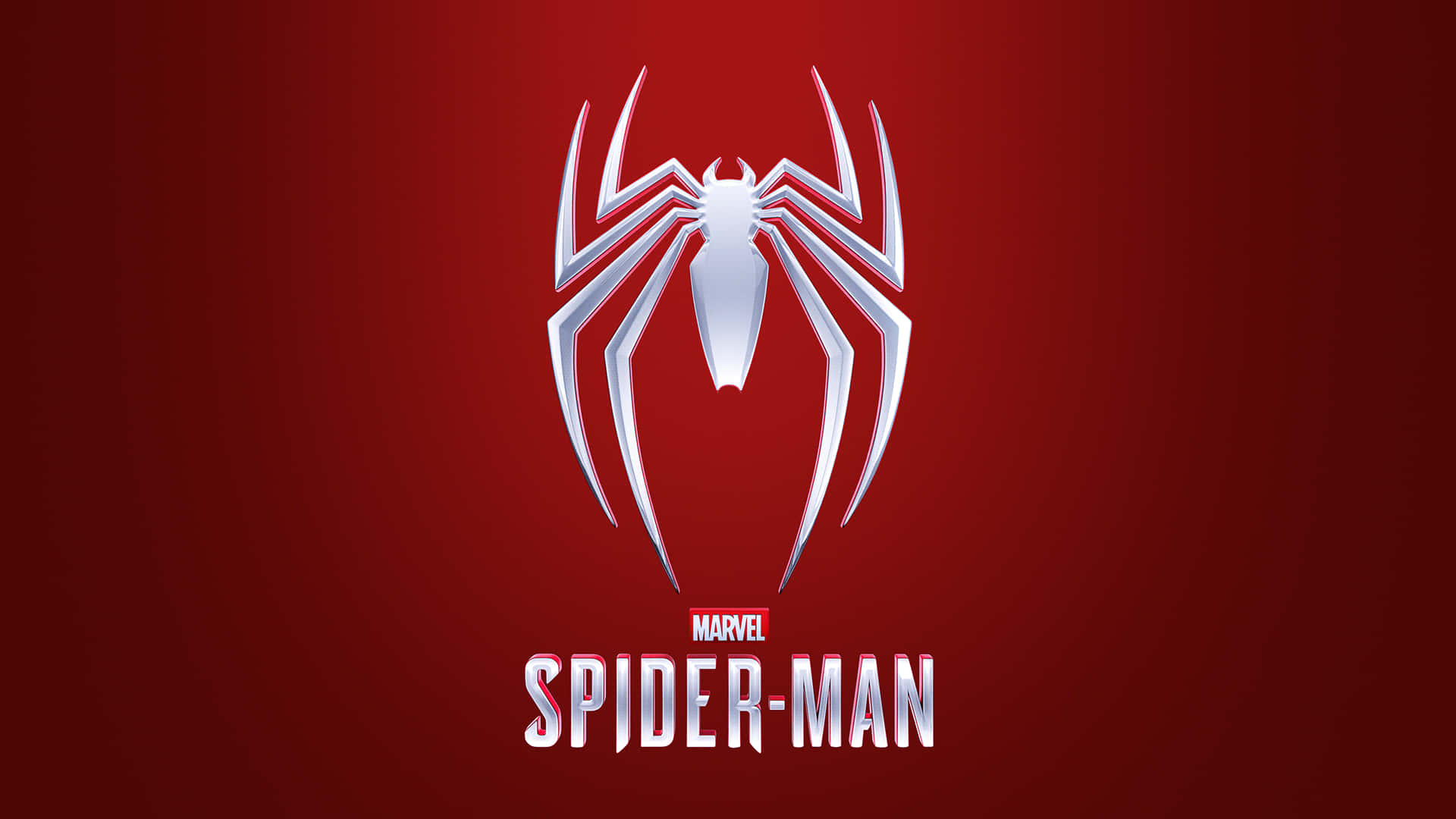 Spider Man Ps4 Silver Logo On Red Desktop
