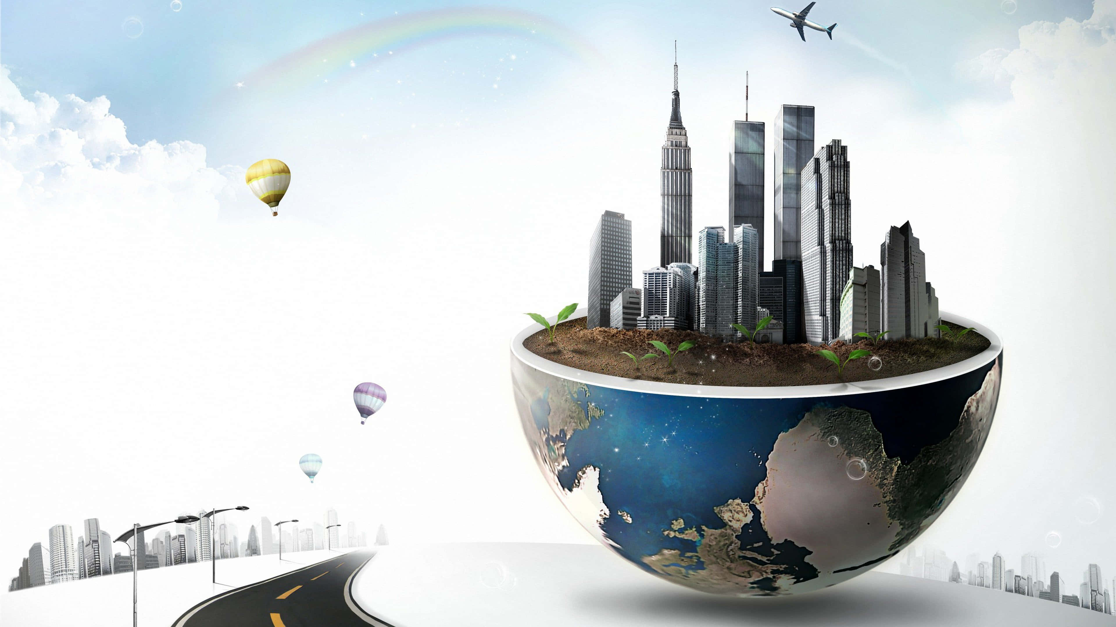 Standing Atop A Future City Skyline.