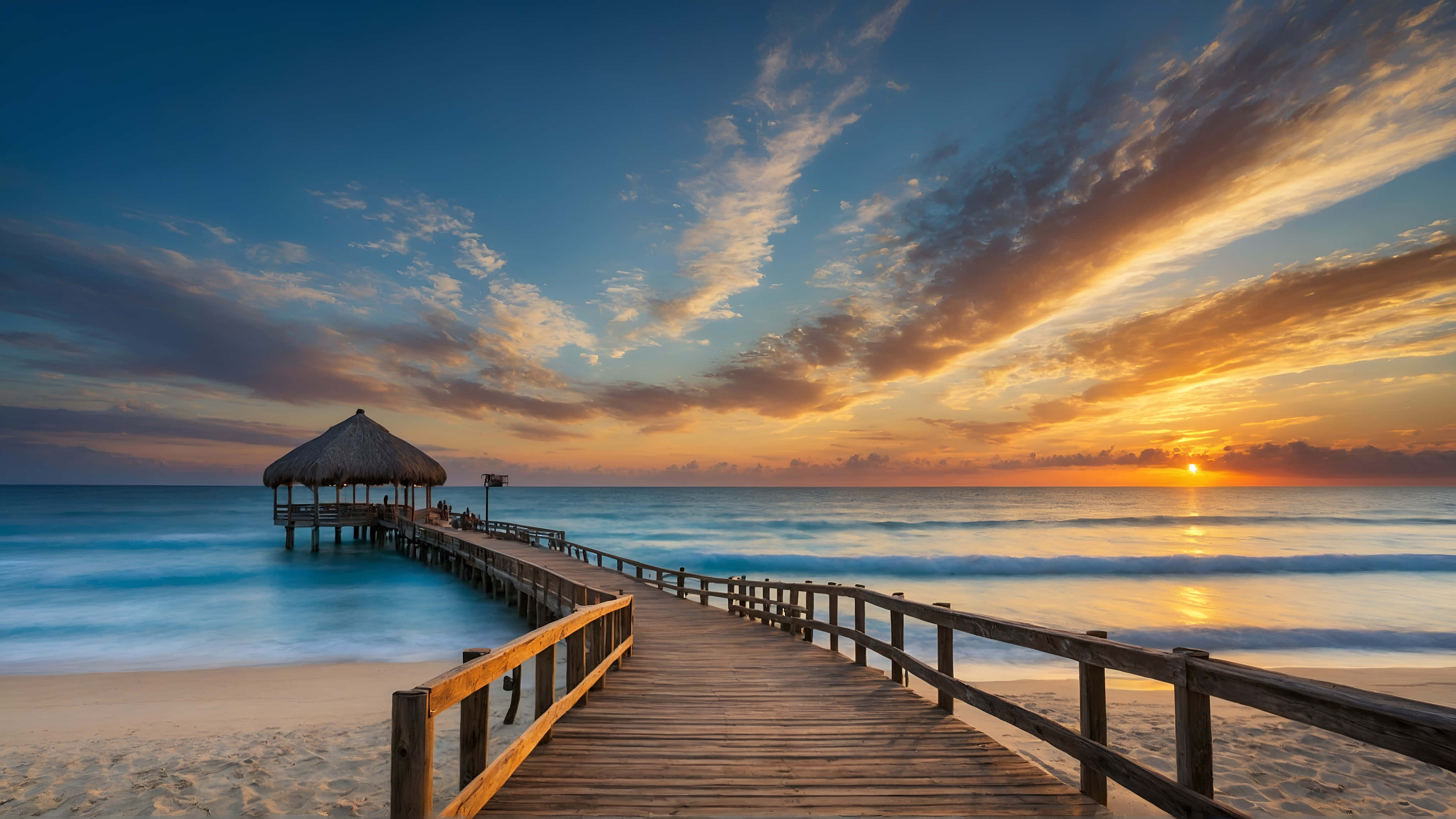 Sunrise Pier Beach Summer4 K Ultra Wide