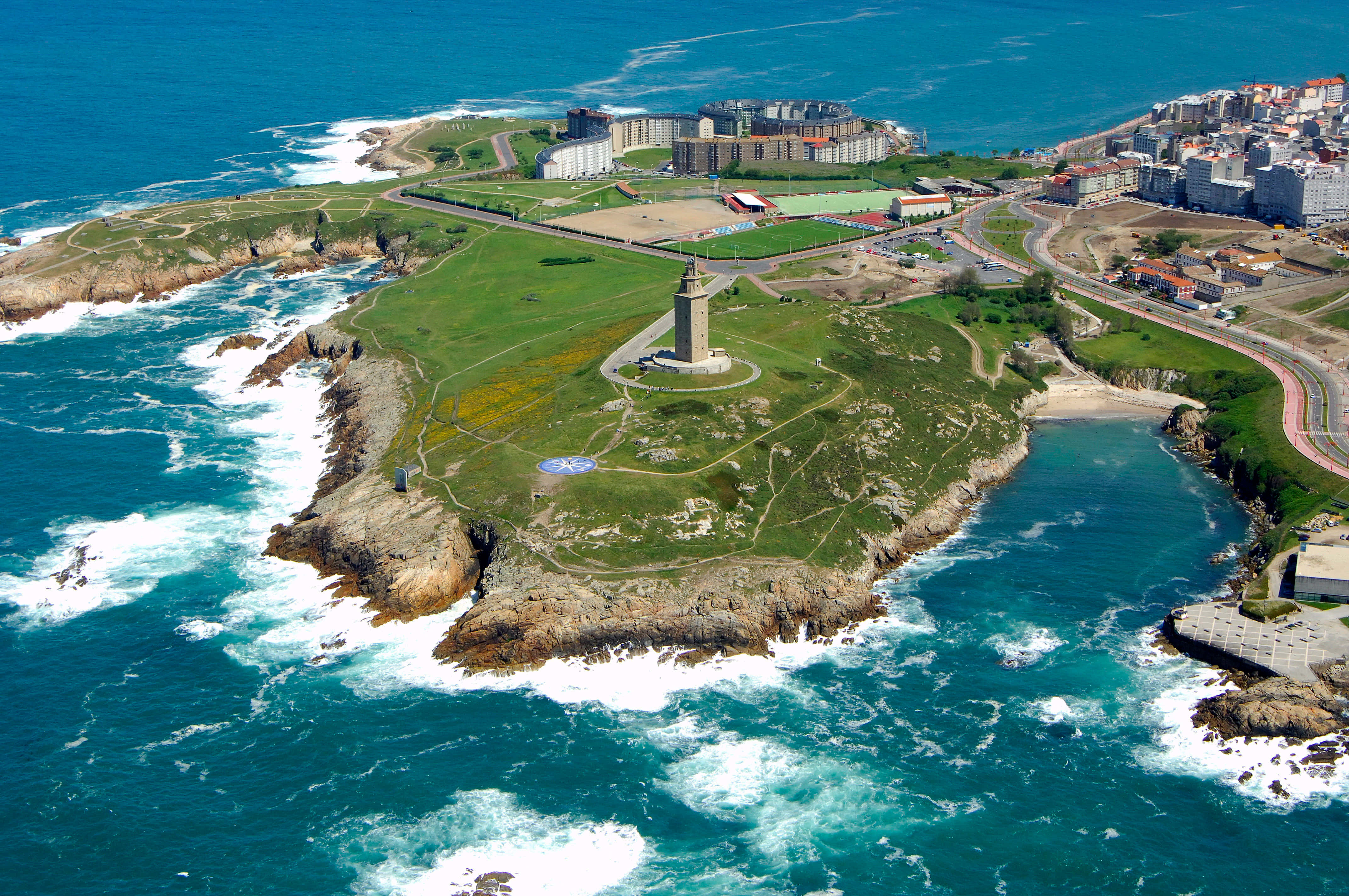 Tower Of Hercules Along Coast Above The Ocean