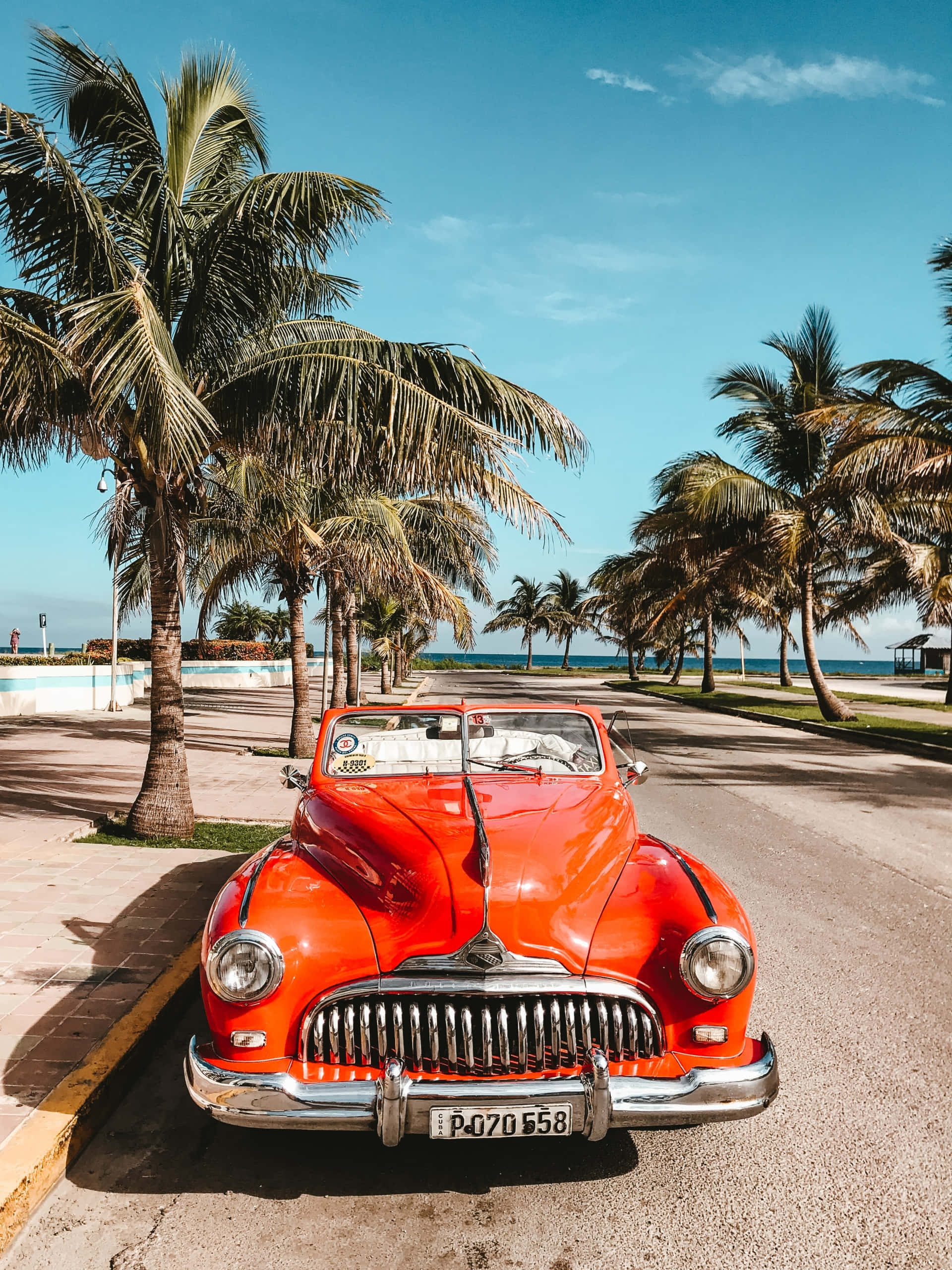 Vintage Car With Palm Trees Iphone