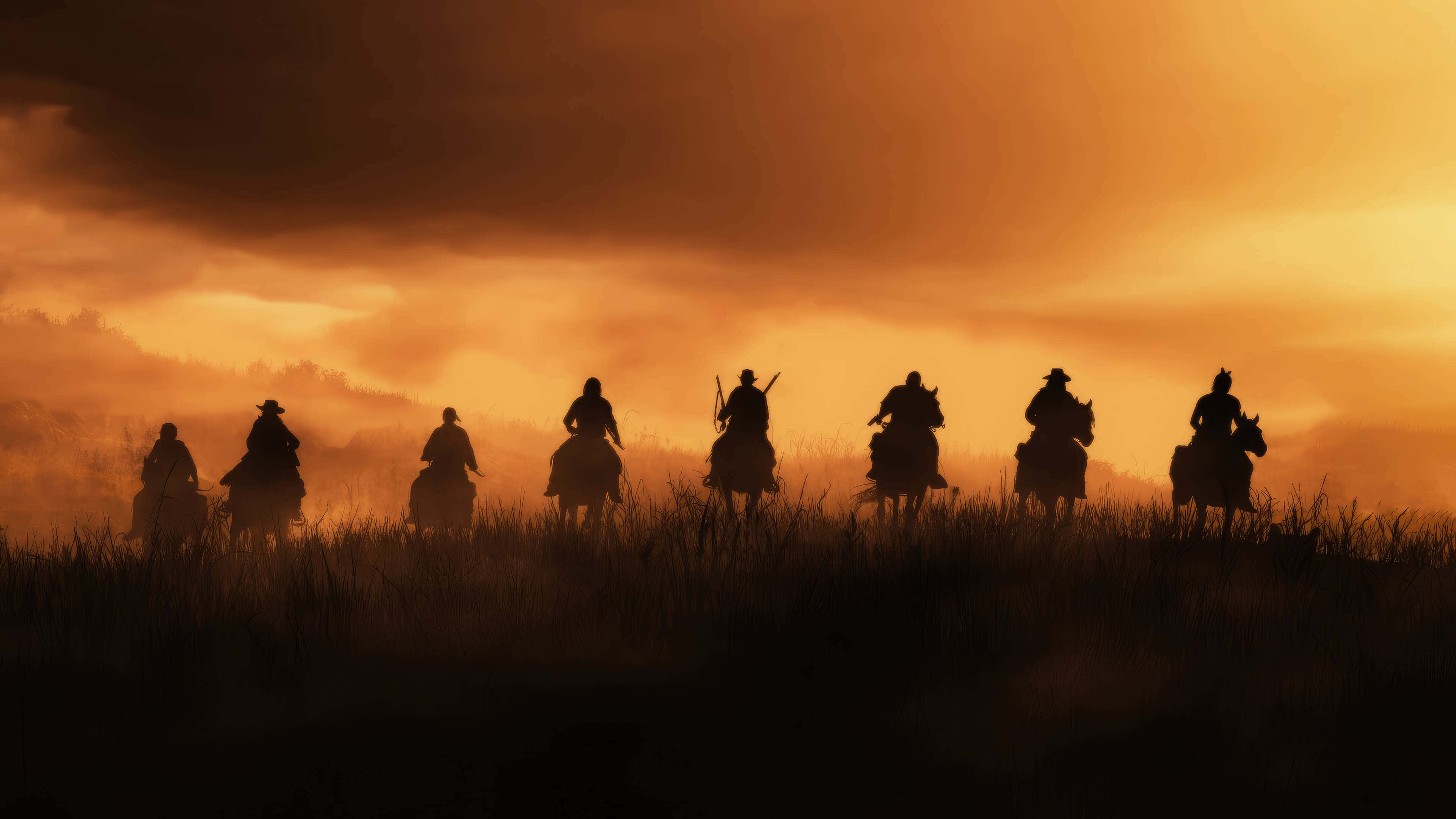 Western Silhouette Riders Sunset