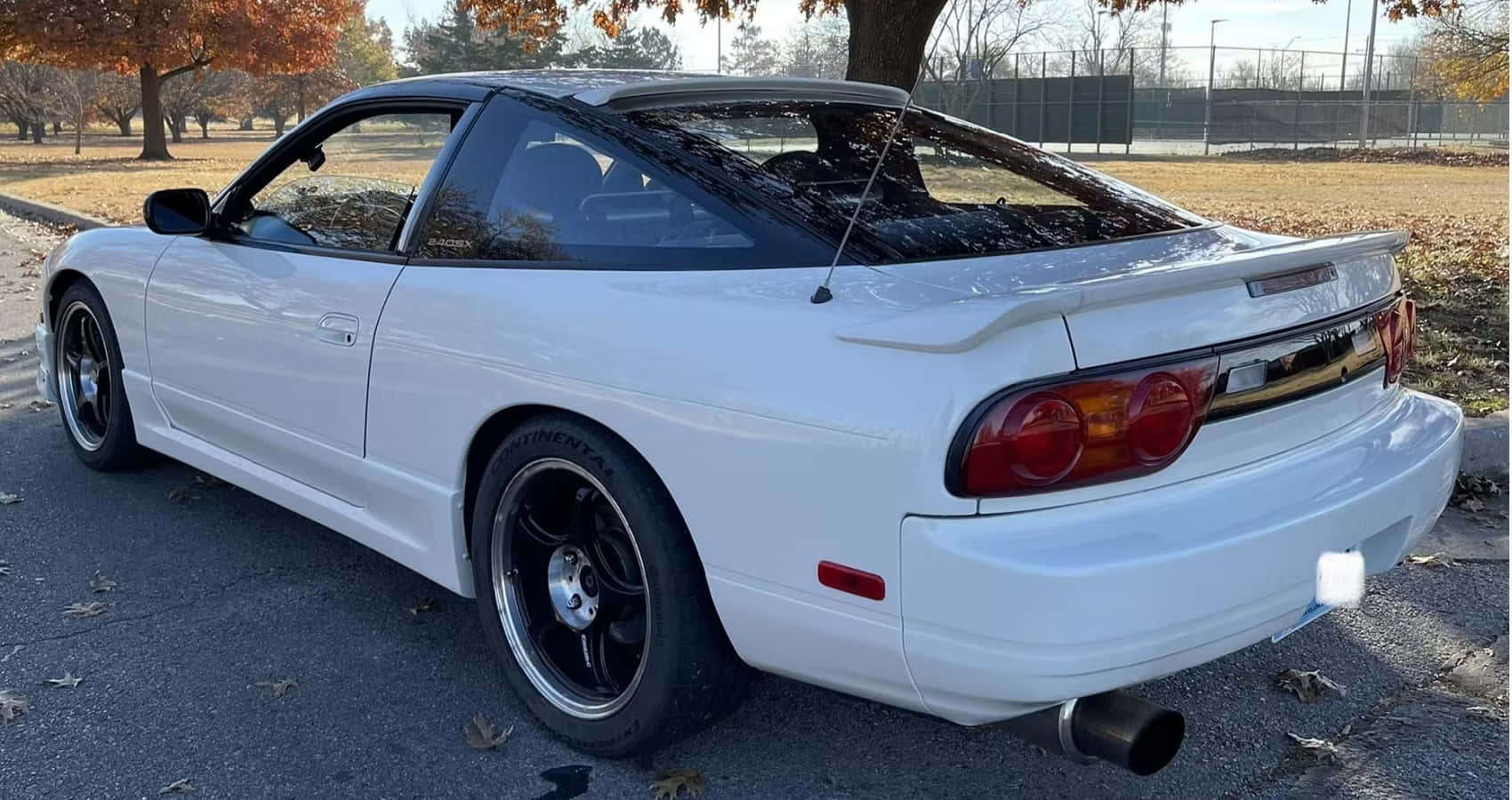 White Nissan240sx Rear View