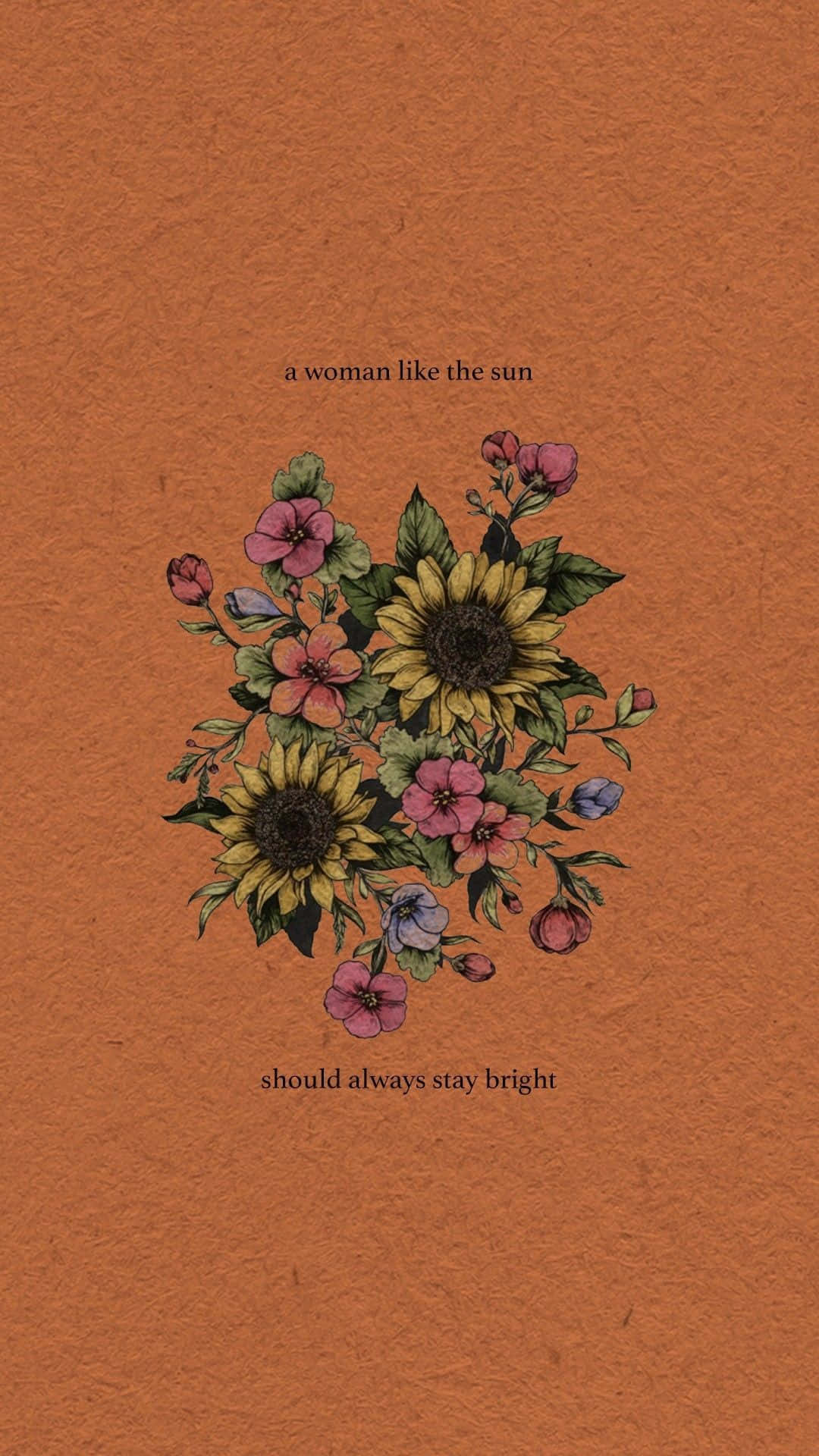 Woman Quote On Sunflower Orange Aesthetic Phone