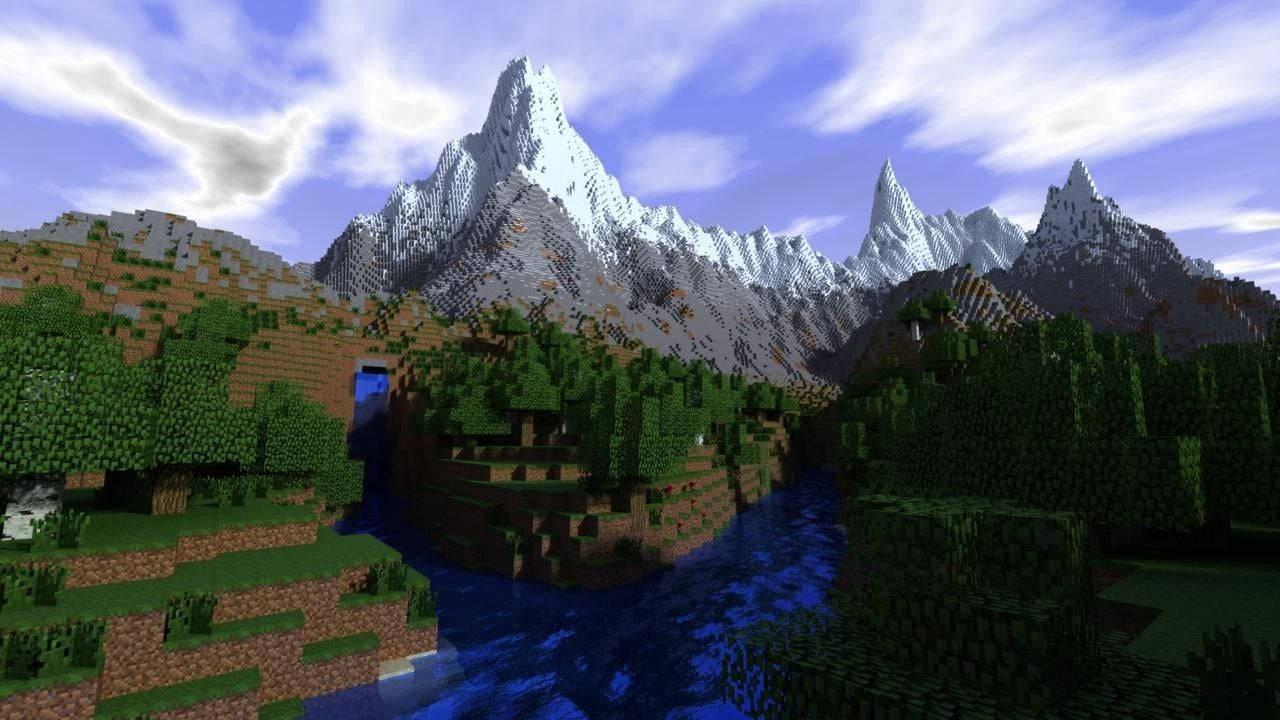 1280x720 Minecraft Snowy Mountain Wallpaper