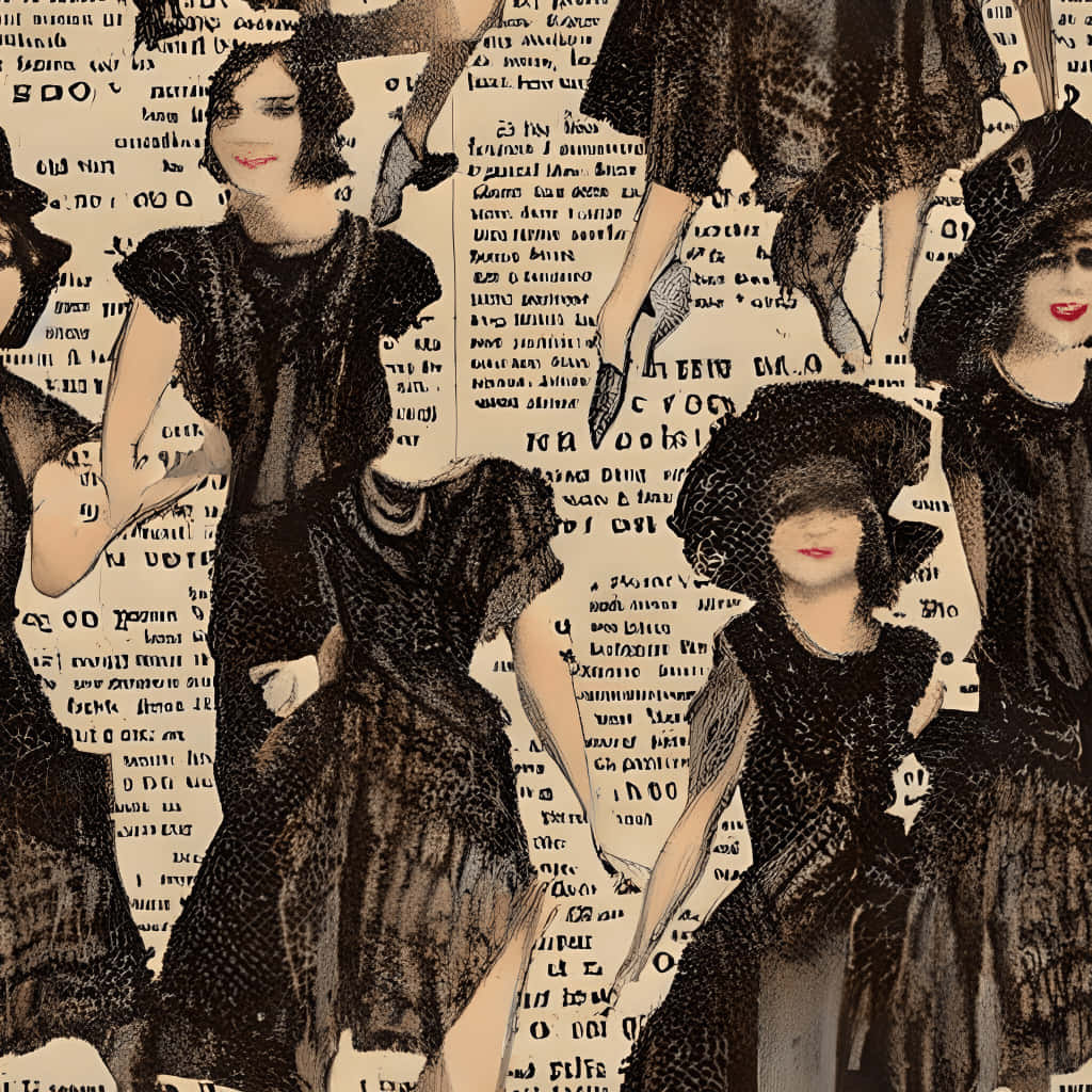 1920s Flapper Fashion Collage Wallpaper