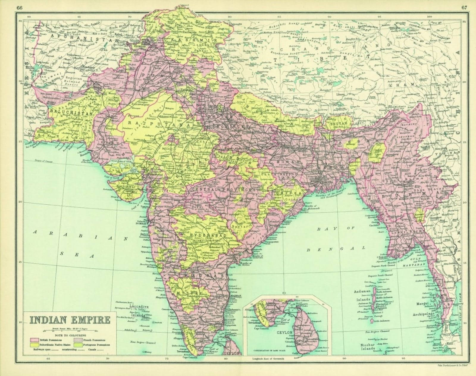 1990 British India Map Wallpaper