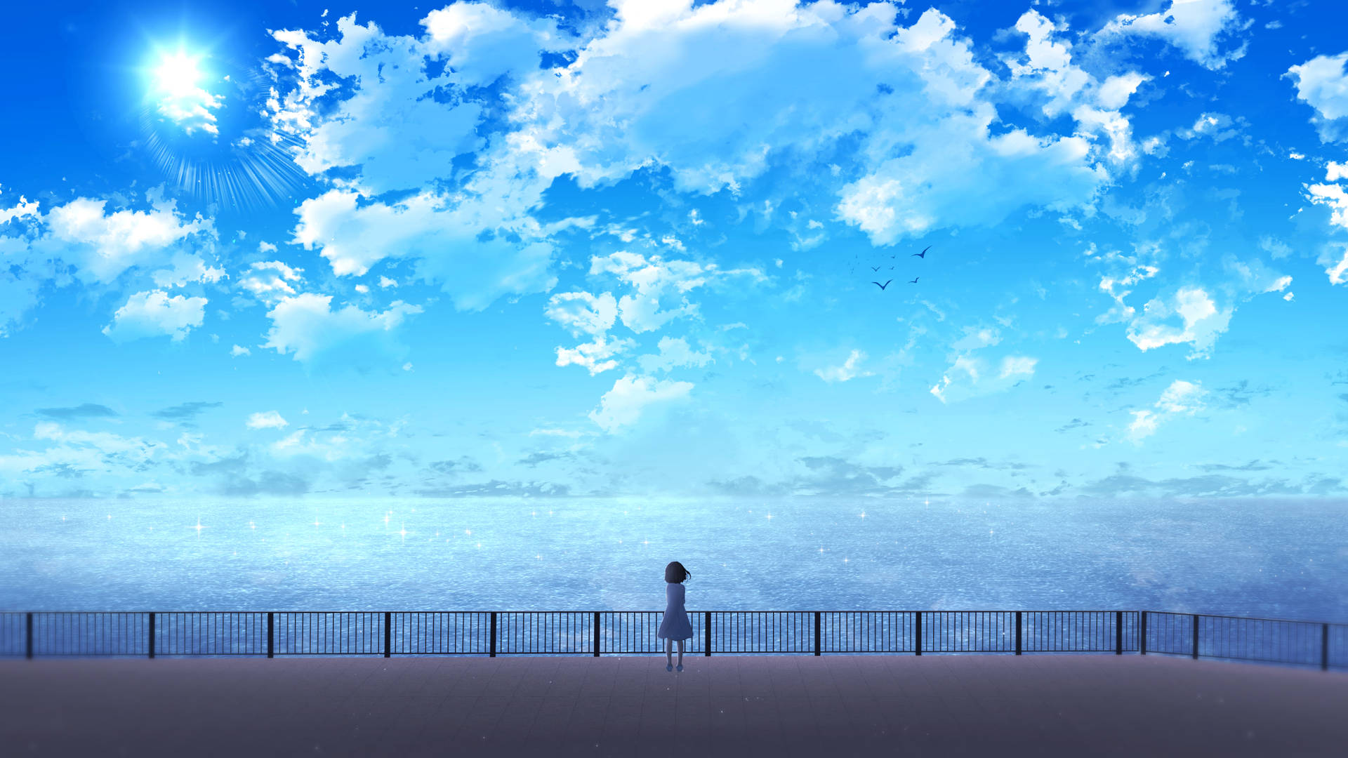 Download free 2560 X 1440 Lonley Anime Girl Looking At The Sea Wallpaper -  MrWallpaper.com