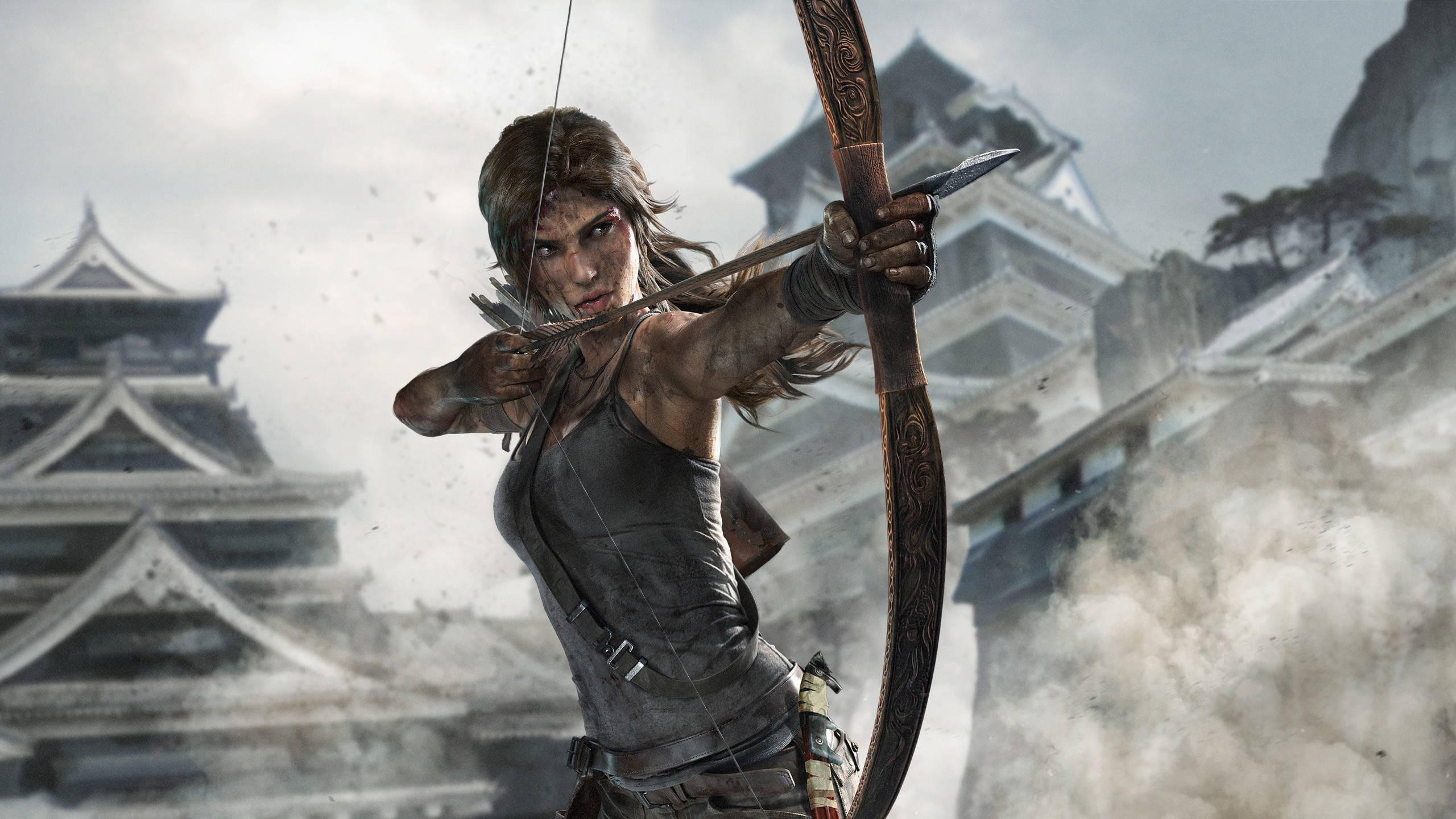 2560 X 1440 Tomb Raider Fierce Lara Croft Wallpaper