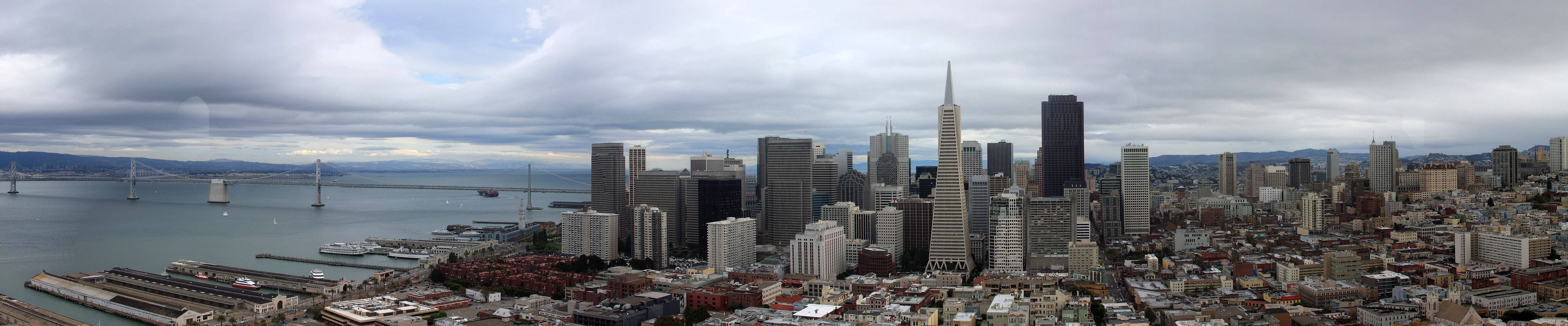 3 Monitor San Francisco City Skyline Wallpaper