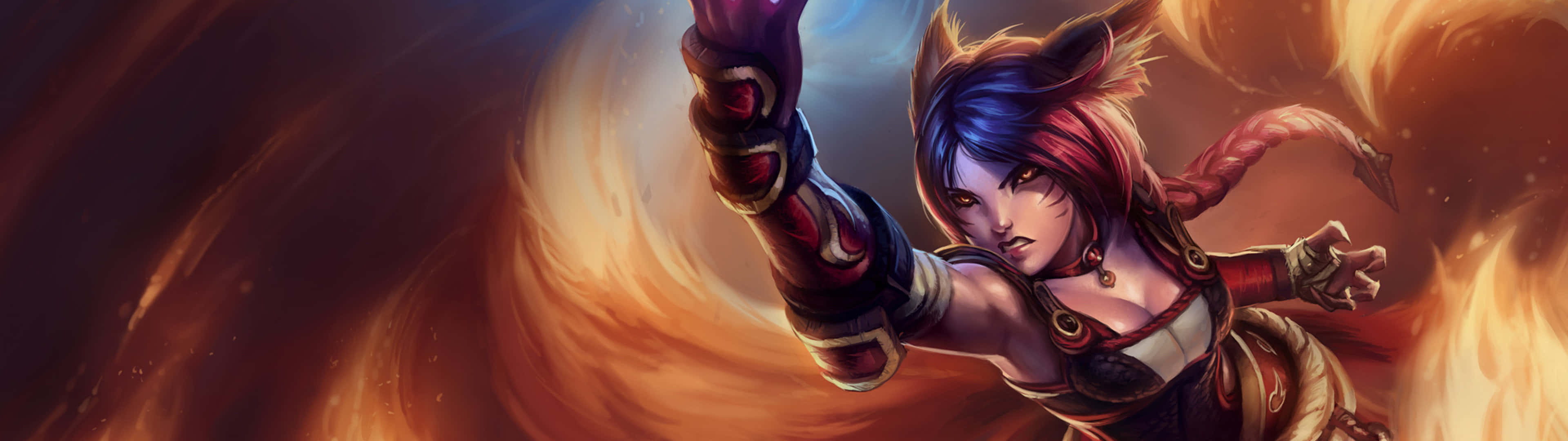 3840x1080 League Of Legends Ahri Wallpaper