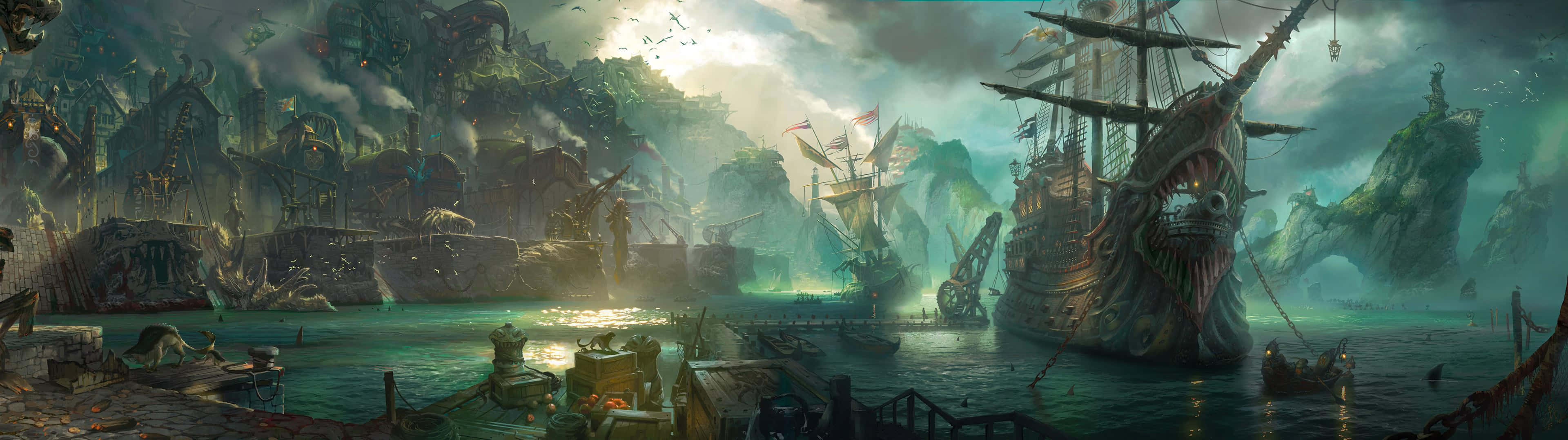 3840x1080 League Of Legends Boat Wallpaper