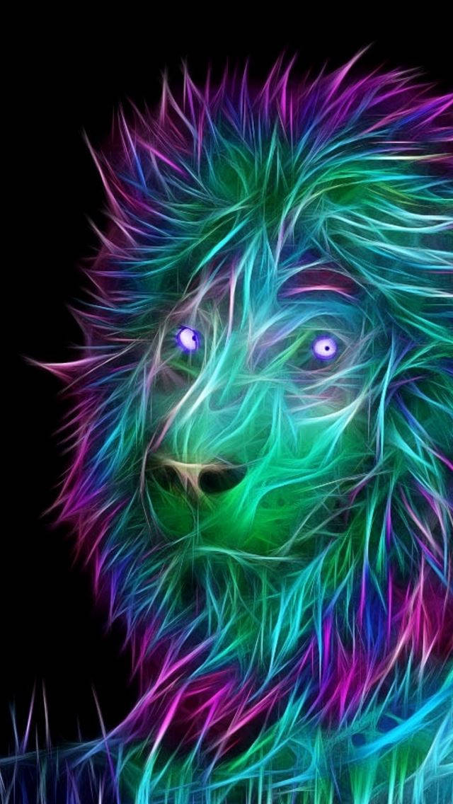 3d Apple Iphone Outlined Lion Wallpaper