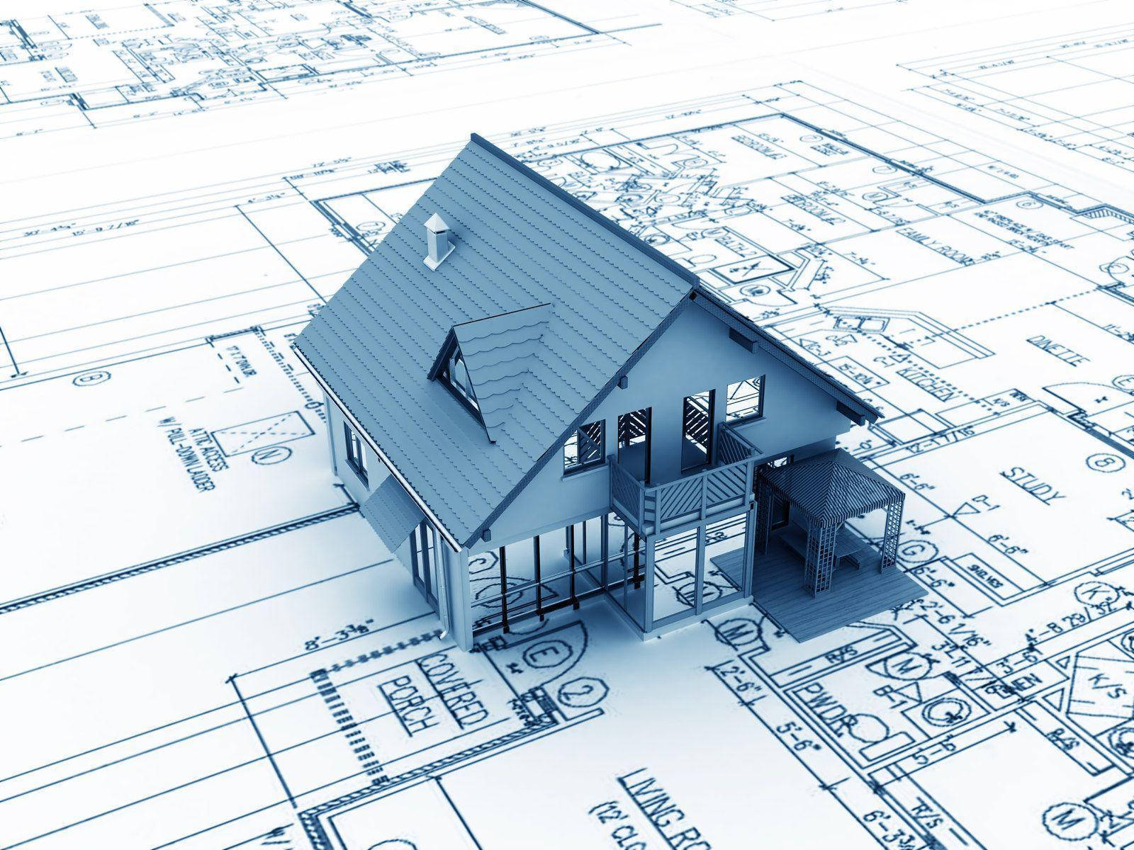 3d Blueprint Of A Residential Construction Plan Wallpaper