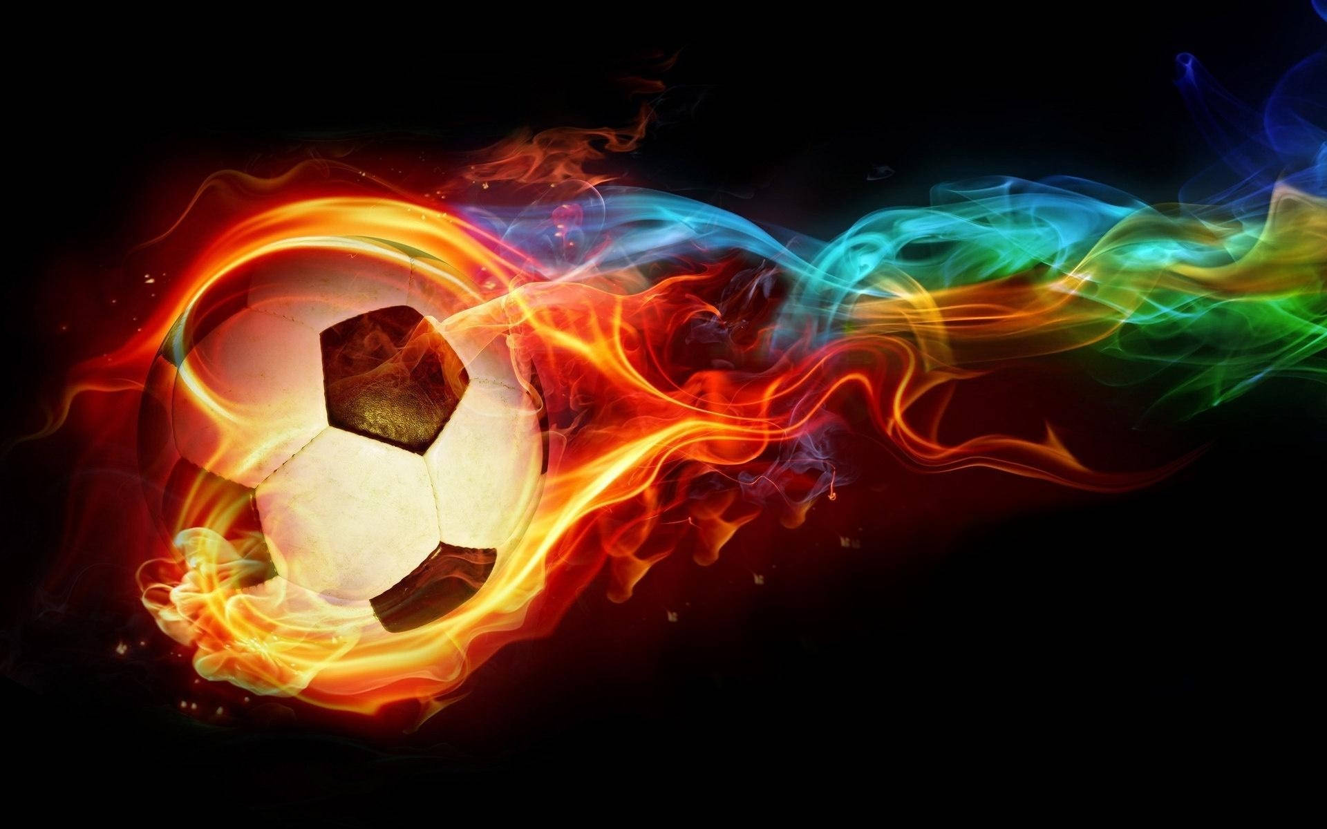 3d Flaming Soccer Ball On An Android Phone Wallpaper