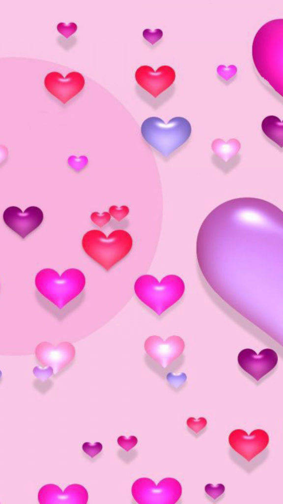 3d Hearts Pink Iphone Wallpaper
