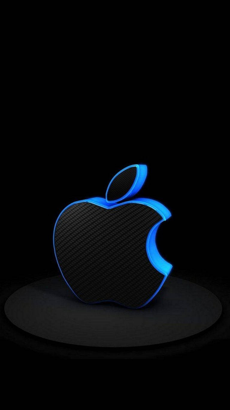 3d Iphone Black Carbon Apple Logo Wallpaper