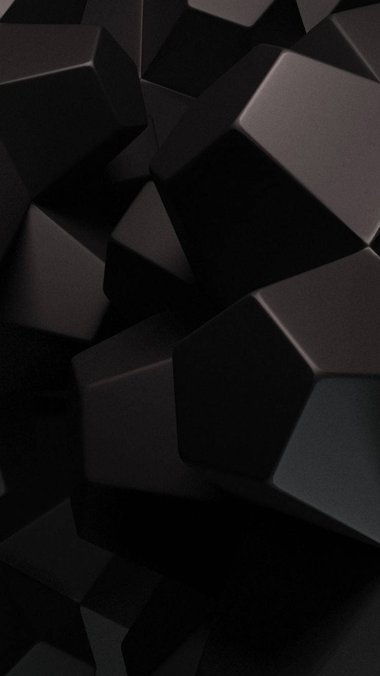 3d Iphone Black Geometric Shapes Wallpaper