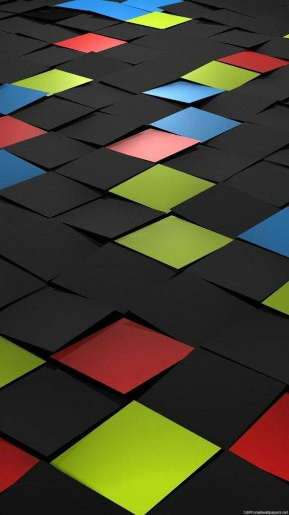 3d Iphone Colourful Tiles Wallpaper