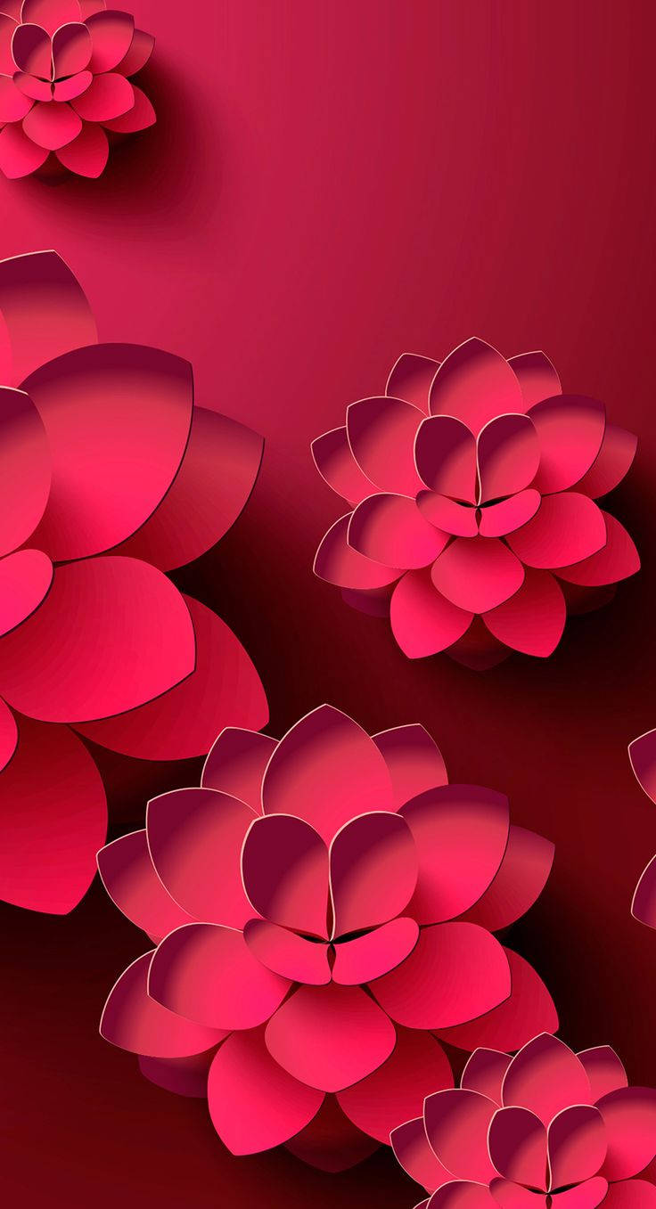 3d Phone Magenta Lotus Flowers Wallpaper