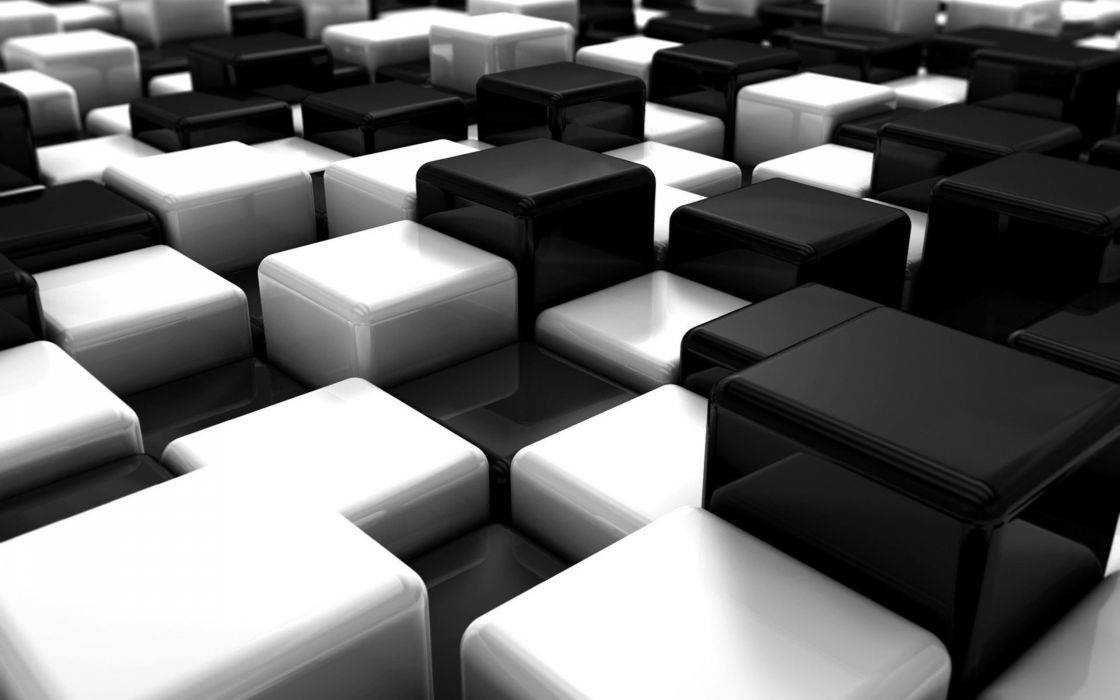 3d Stacks Of Black And White Squares Wallpaper