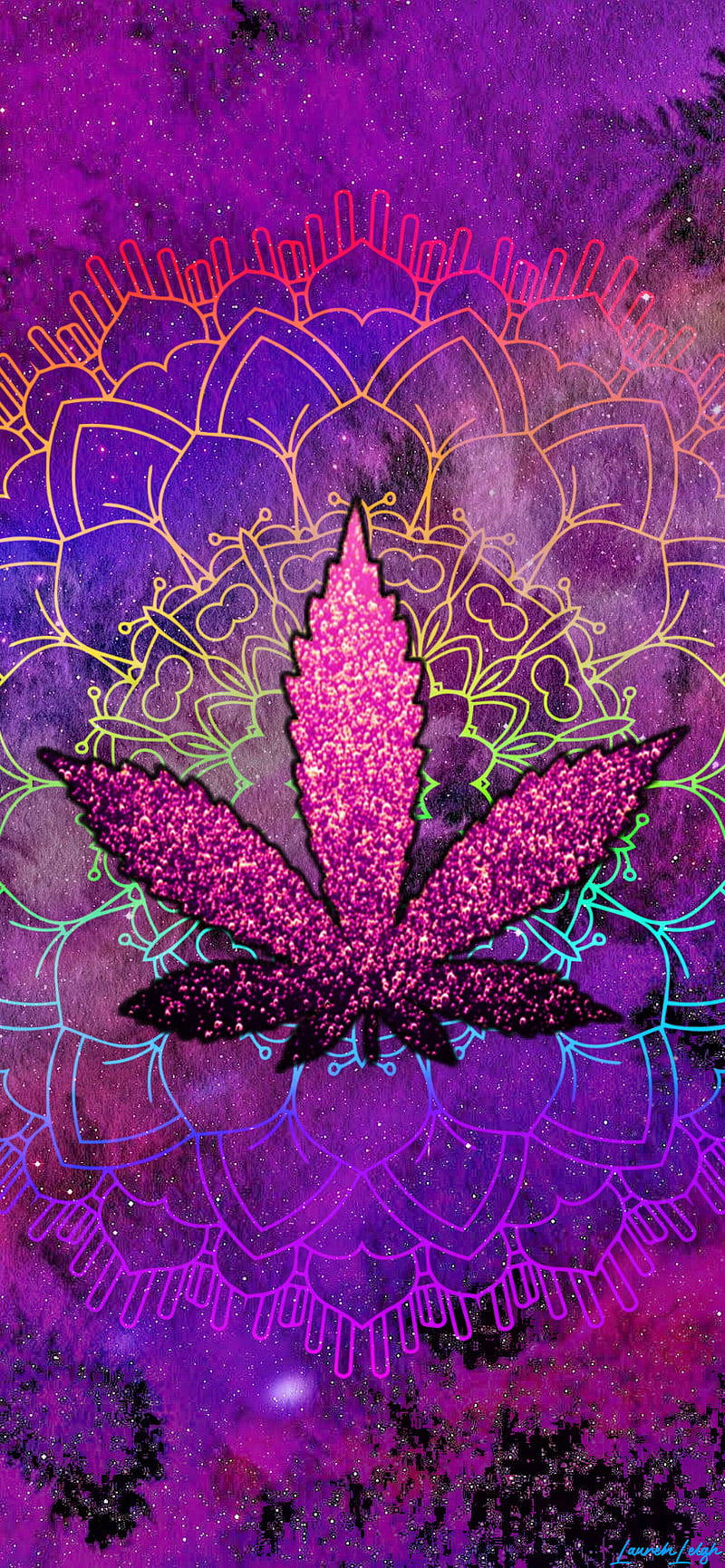 420 Purple Glitter Weed Wallpaper