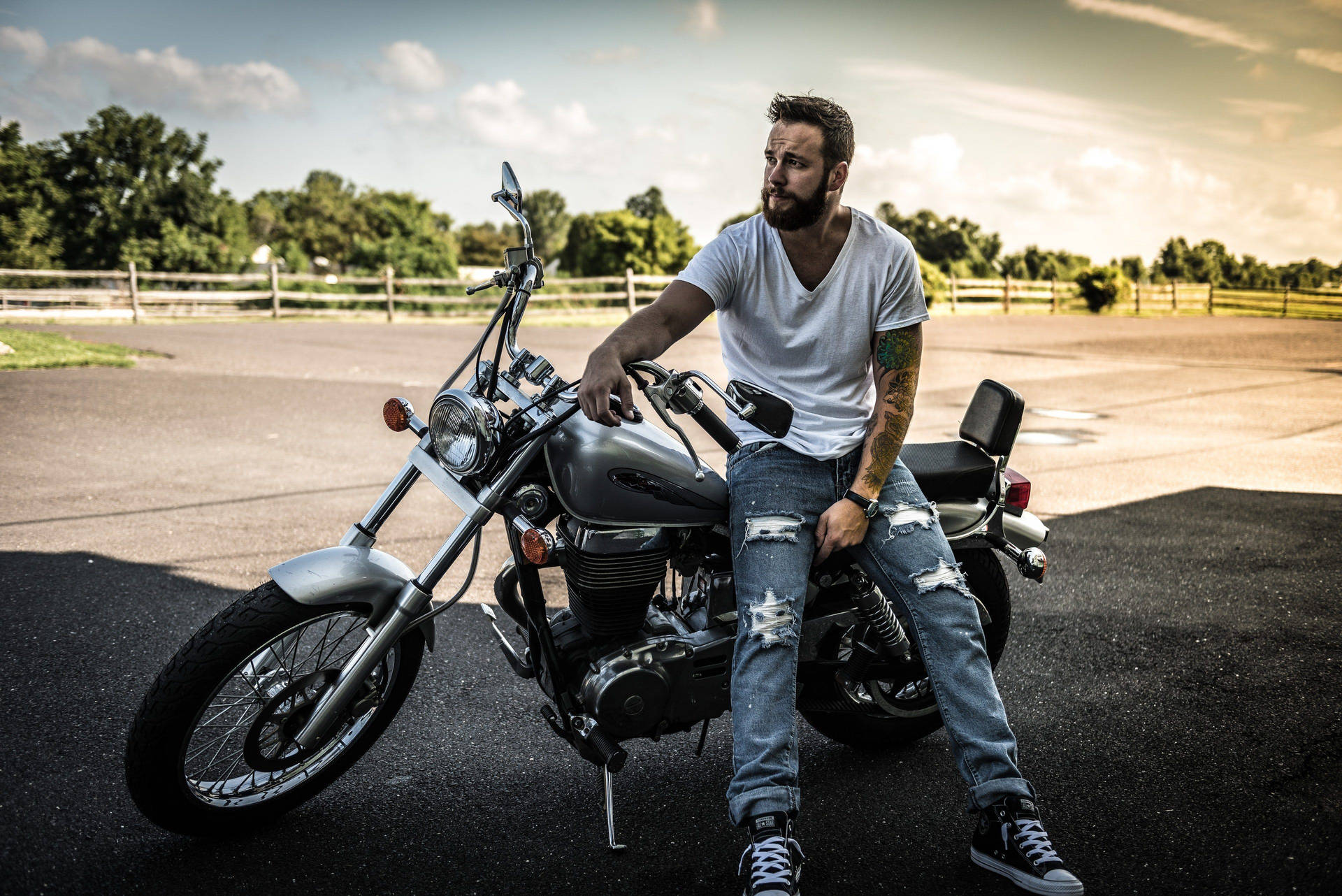 Download free 4k Bike With Handsome Biker Man Wallpaper - MrWallpaper.com