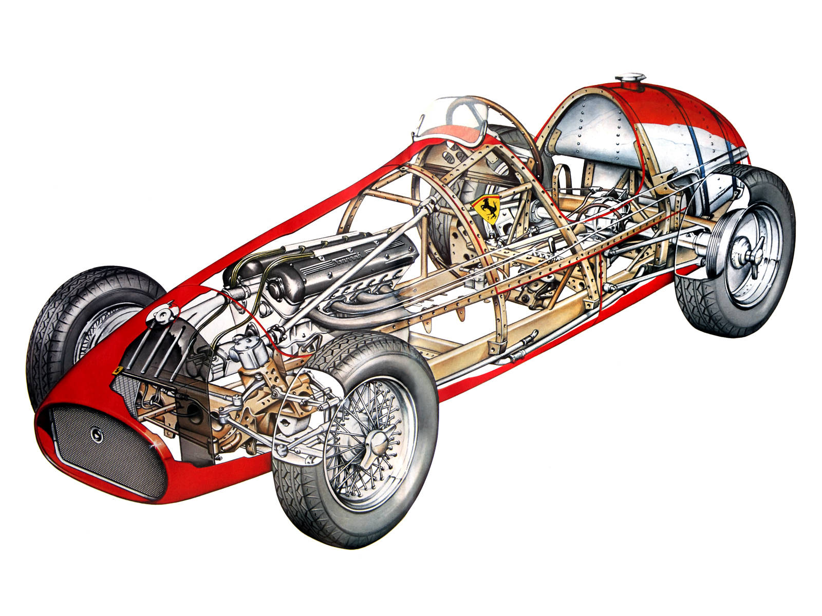 4k Ferrari F2 Technical Cutaway Wallpaper
