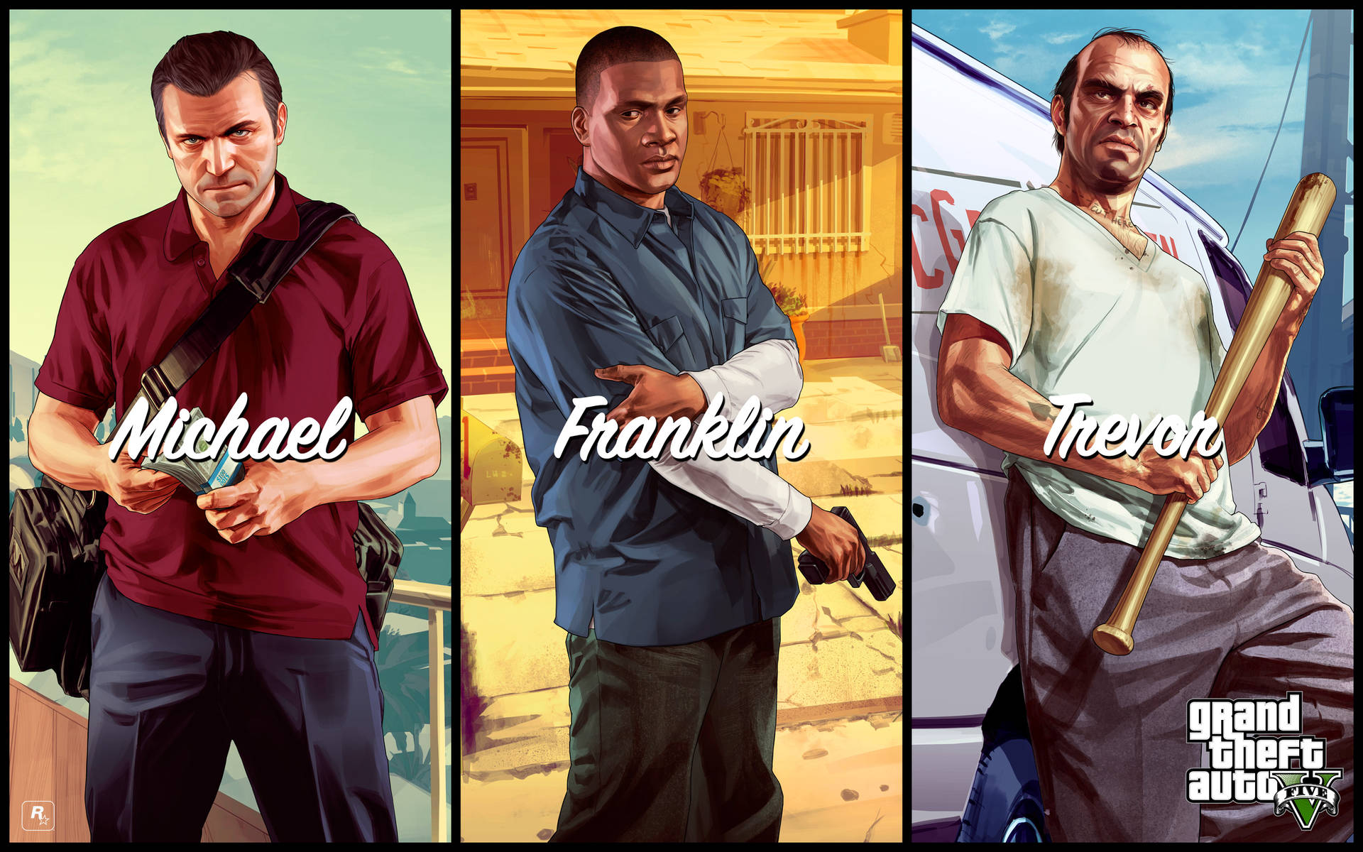 Download free 4k Gta 5 Split-screen Characters Wallpaper - MrWallpaper.com